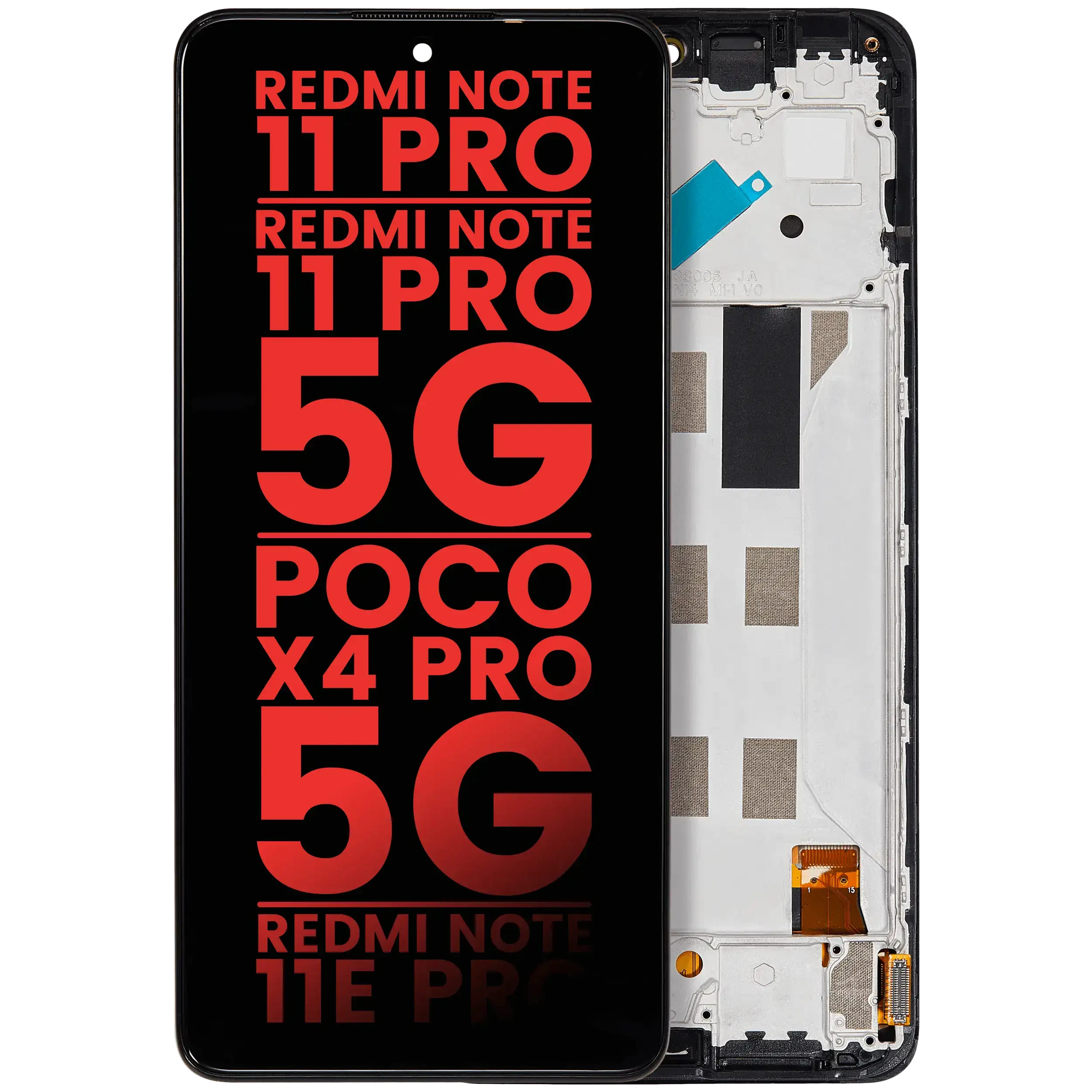 Display OLED completo con Frame per Xiaomi Redmi Note 11 Pro / Note 11 Pro 5G / Xiaomi Poco X4 Pro 5G / Redmi Note 11E Pro (Aftermarket Plus) (tutti i colori)