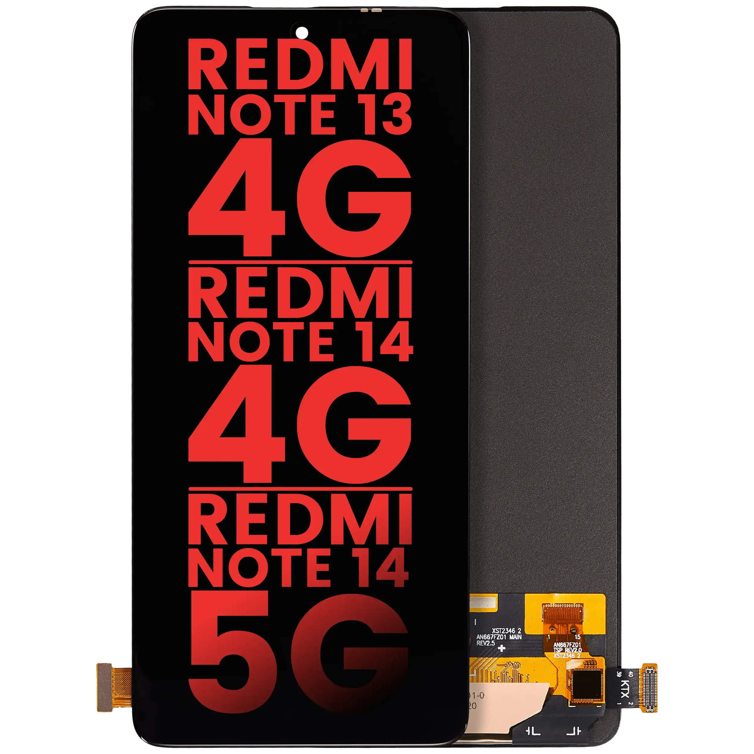 Display OLED completo senza Frame per Xiaomi Redmi Note 13 4G / Note 14 4G / Note 14 5G (Aftermarket Plus) (tutti i colori)
