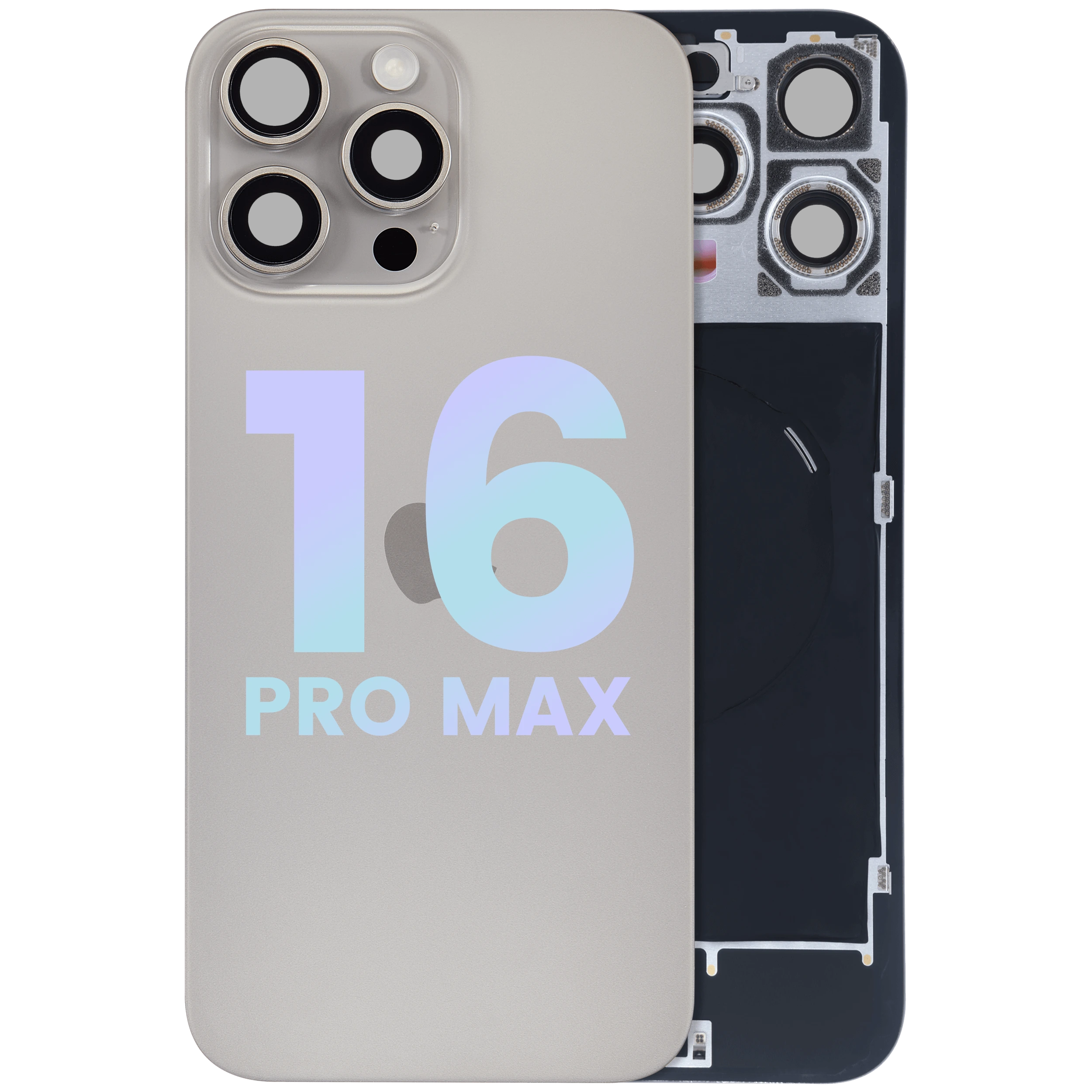 Vetro posteriore con magnete MagSafe, NFC e flat flash per iPhone 16 Pro Max (Service Pack) (Titanio naturale)