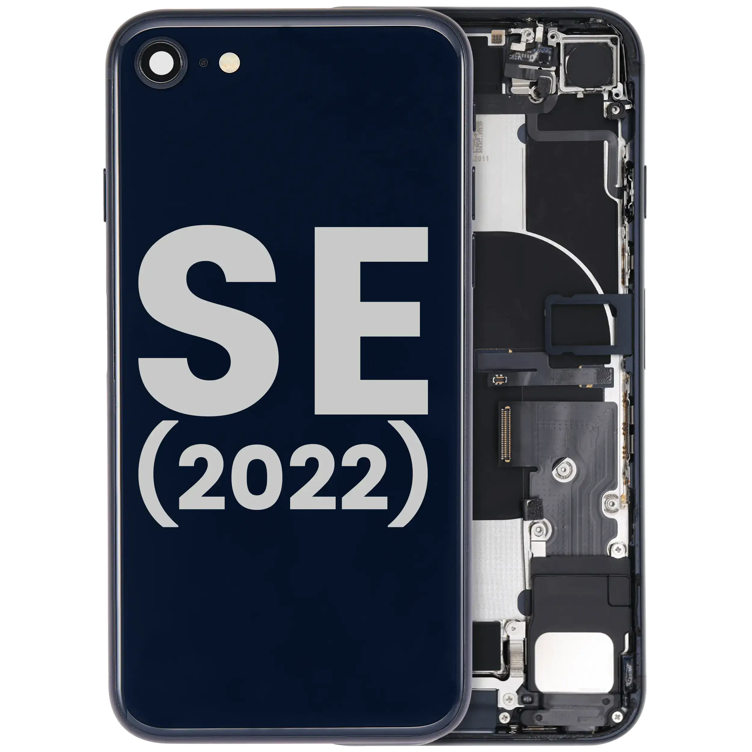 Scocca posteriore W/ Connettore di ricarica flat e Small Components Pre-Installed per iPhone SE (2022) (Used Service Pack Pull: Grade B) (Mezzanotte)