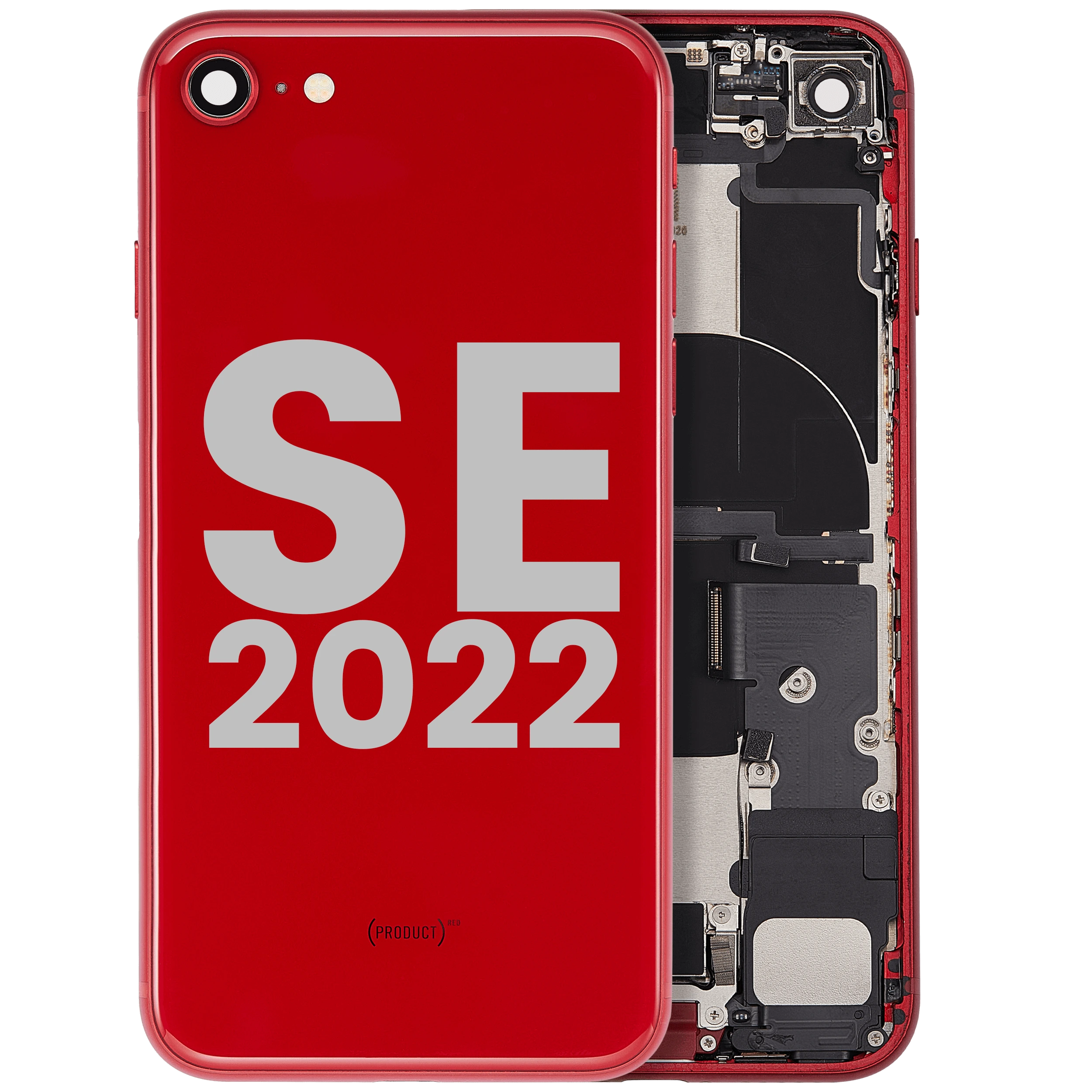 Scocca posteriore W/ Connettore di ricarica flat e Small Components Pre-Installed per iPhone SE (2022) (Used Service Pack Pull: grado A) (Rosso)