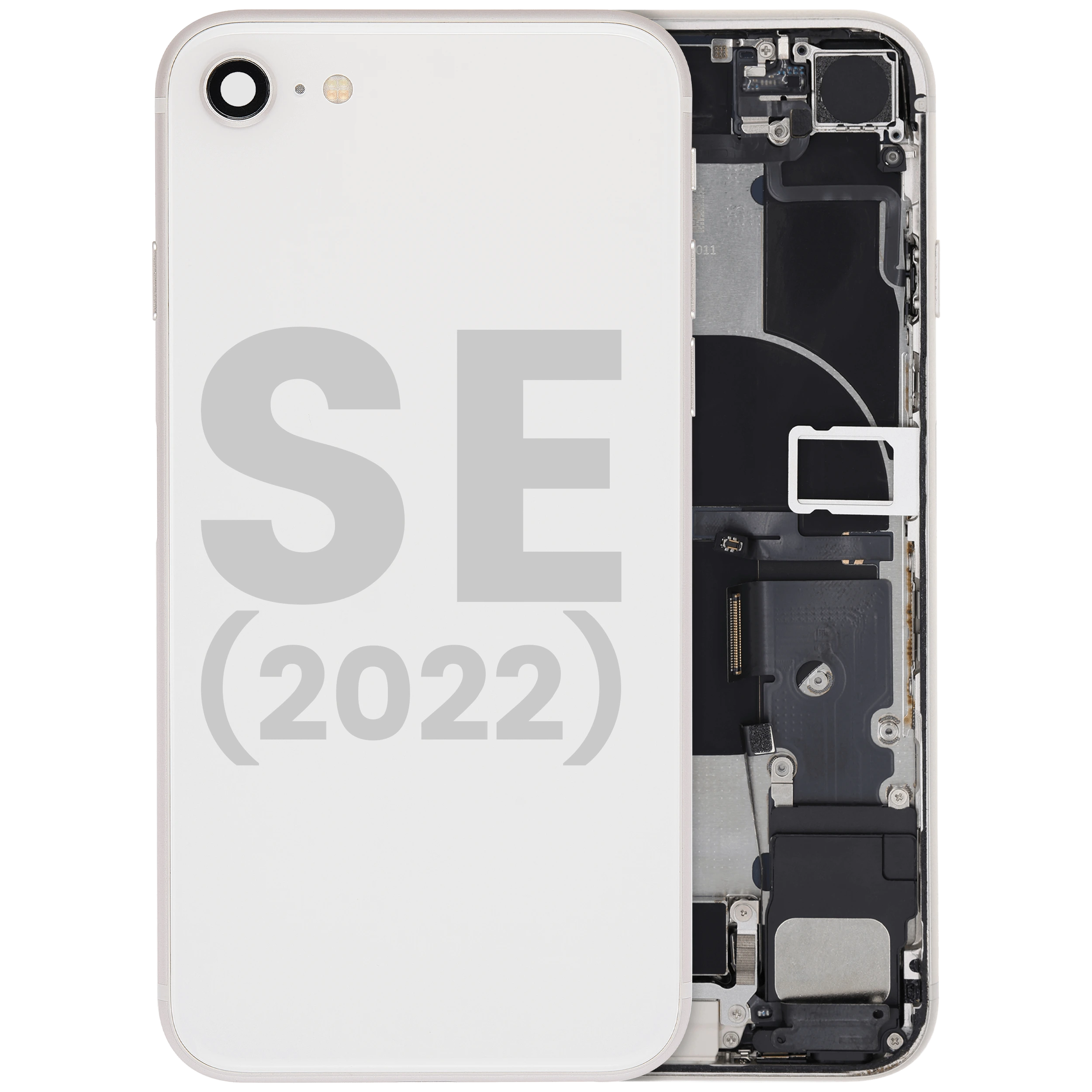 Scocca posteriore W/ Connettore di ricarica flat e Small Components Pre-Installed per iPhone SE (2022) (Used Service Pack Pull: Grade B) (Galassia)