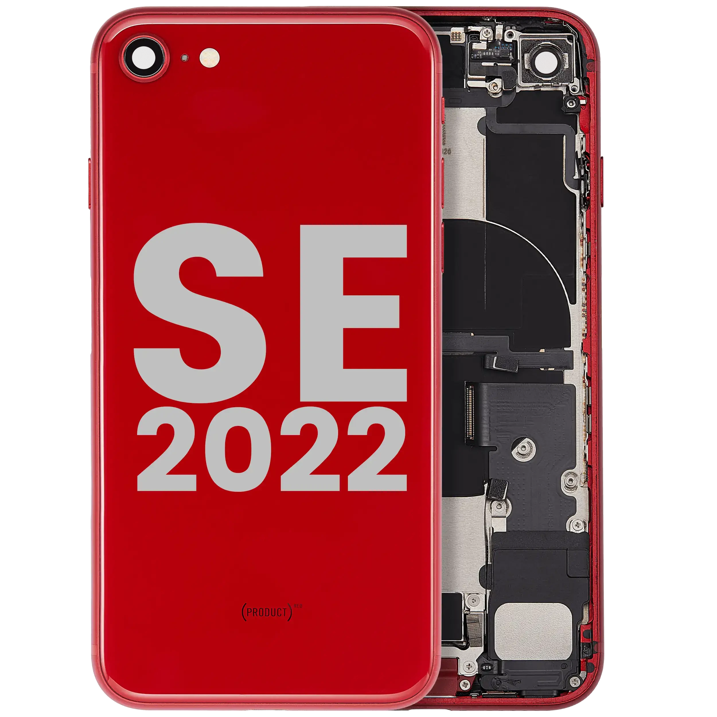 Scocca posteriore W/ Connettore di ricarica flat e Small Components Pre-Installed per iPhone SE (2022) (Used Service Pack Pull: Grade B) (Rosso)