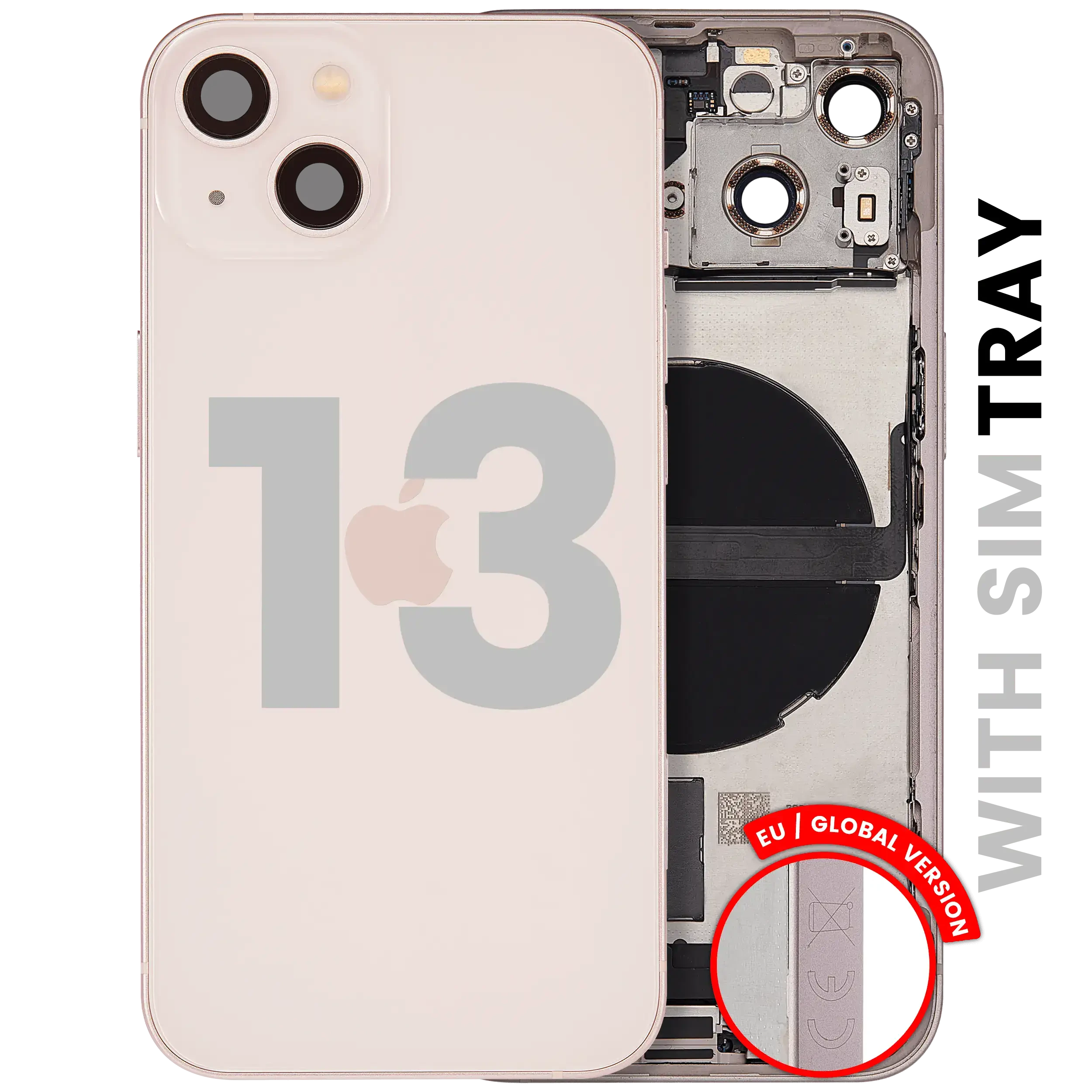 Scocca posteriore con flat connettore di ricarica e minuteria per iPhone 13 (EU / Global Version) (Used Service Pack Pull: grado A) (Rosa)