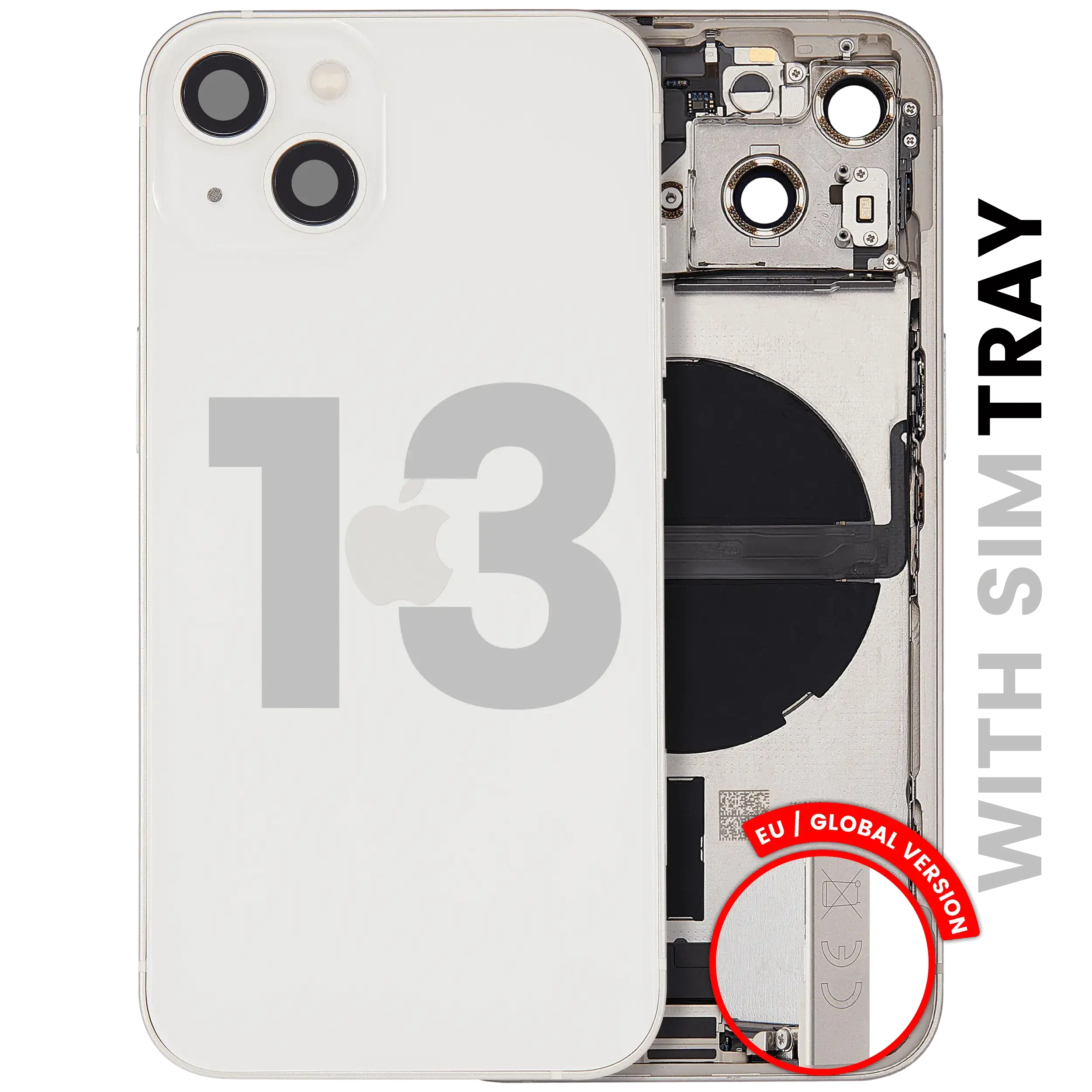 Scocca posteriore con flat connettore di ricarica e minuteria per iPhone 13 (EU / Global Version) (Used Service Pack Pull: Grade C) (Galassia)