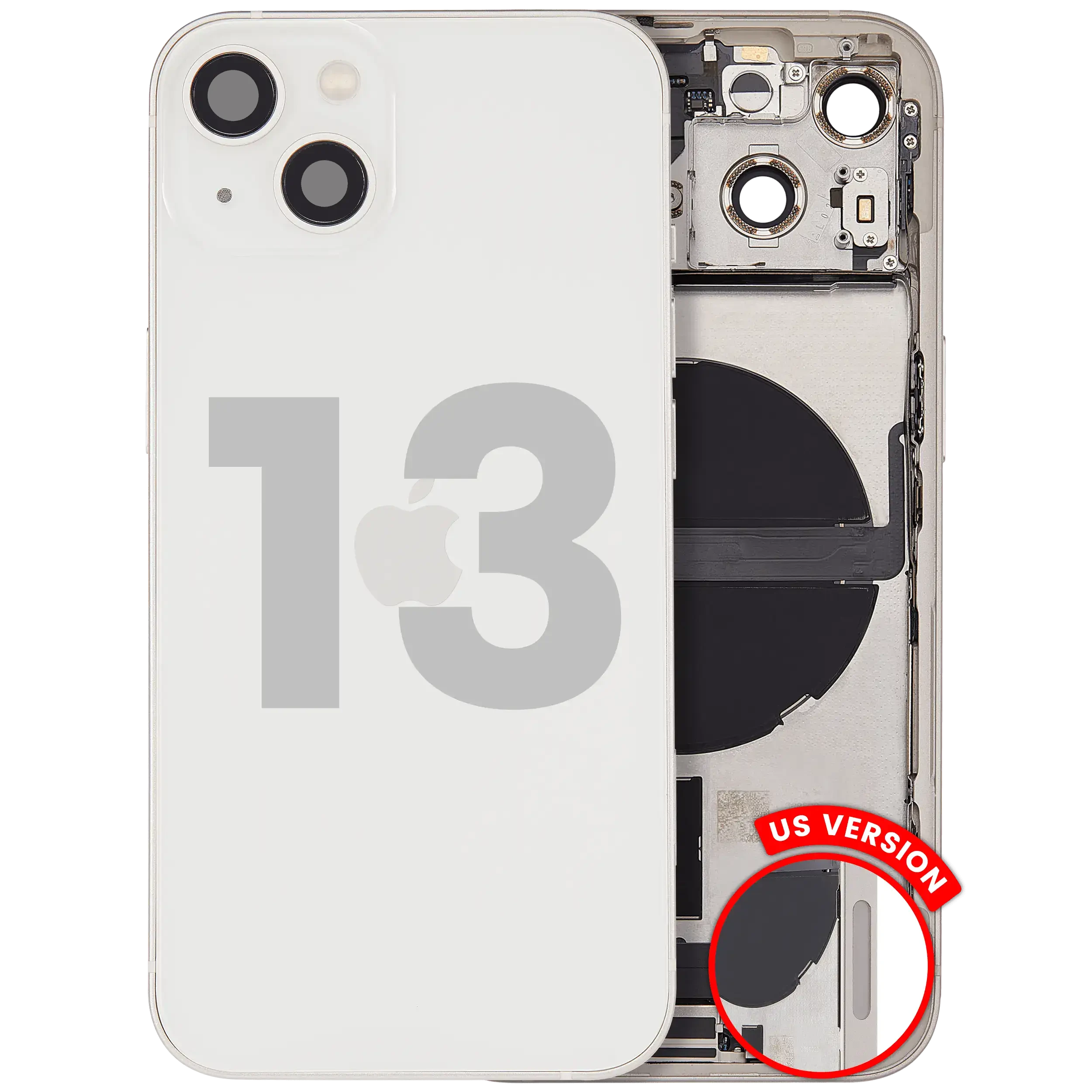 Scocca posteriore con flat connettore di ricarica e minuteria per iPhone 13 (US Version) (Used Service Pack Pull: Grade B) (Galassia)