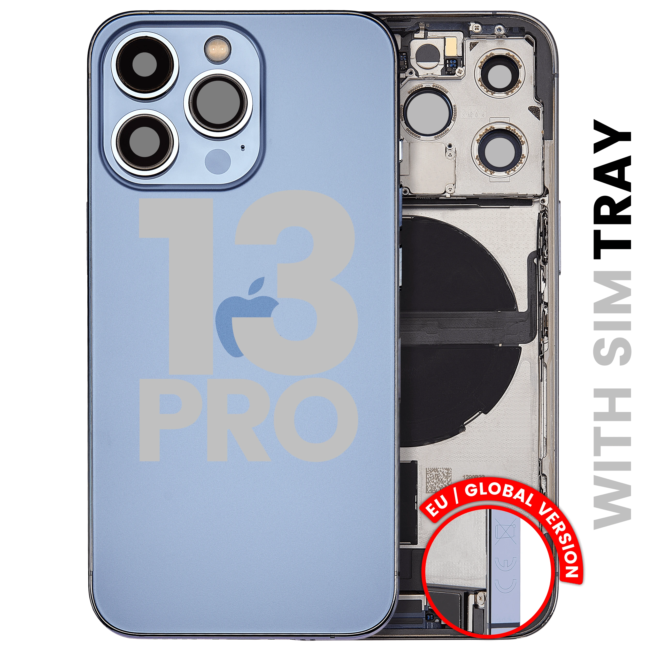 Scocca posteriore con flat connettore di ricarica e minuteria per iPhone 13 Pro (EU / Global Version) (Used Service Pack Pull: Grade B) (Sierra Blu)