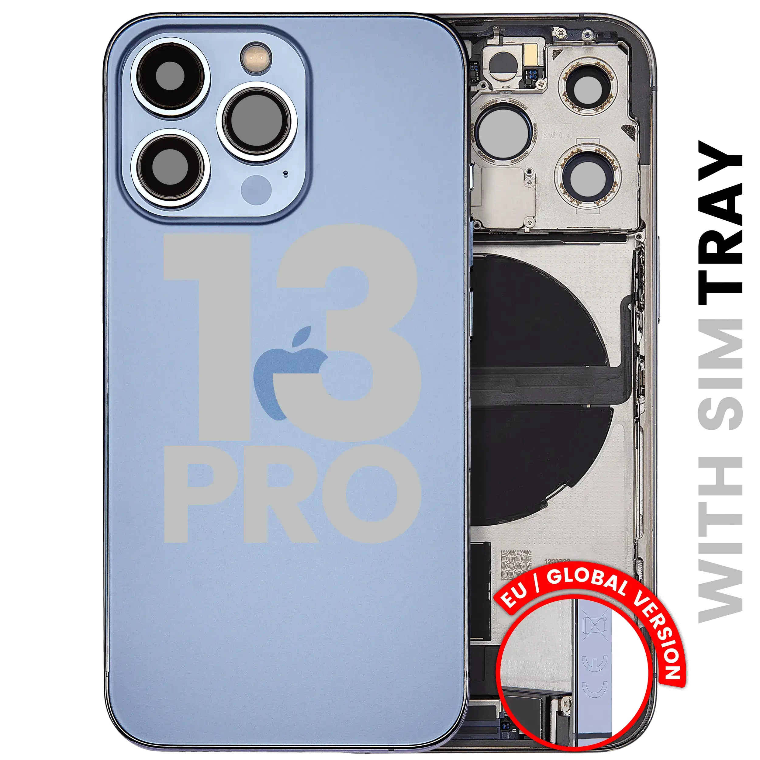 Scocca posteriore con flat connettore di ricarica e minuteria per iPhone 13 Pro (EU / Global Version) (Used Service Pack Pull: Grade C) (Sierra Blu)
