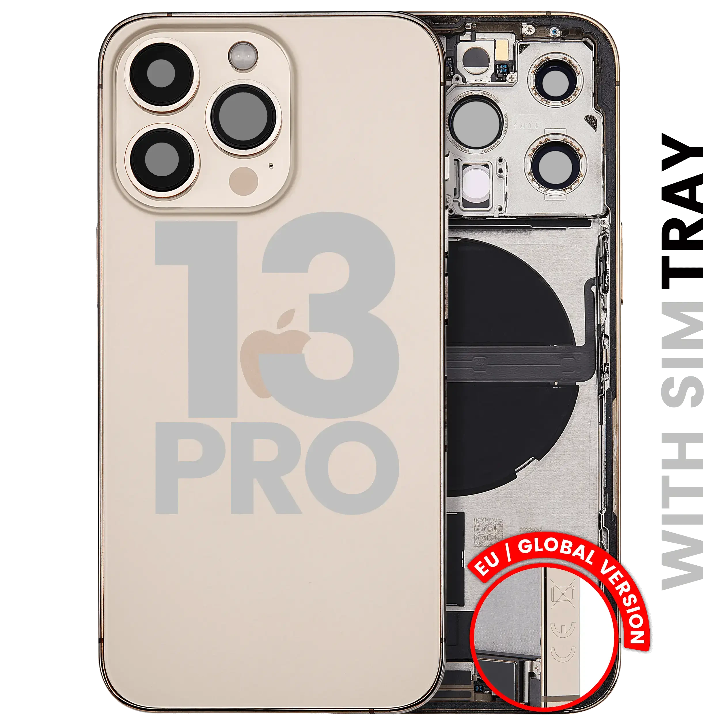 Scocca posteriore con flat connettore di ricarica e minuteria per iPhone 13 Pro (EU / Global Version) (Used Service Pack Pull: Grade C) (Oro)