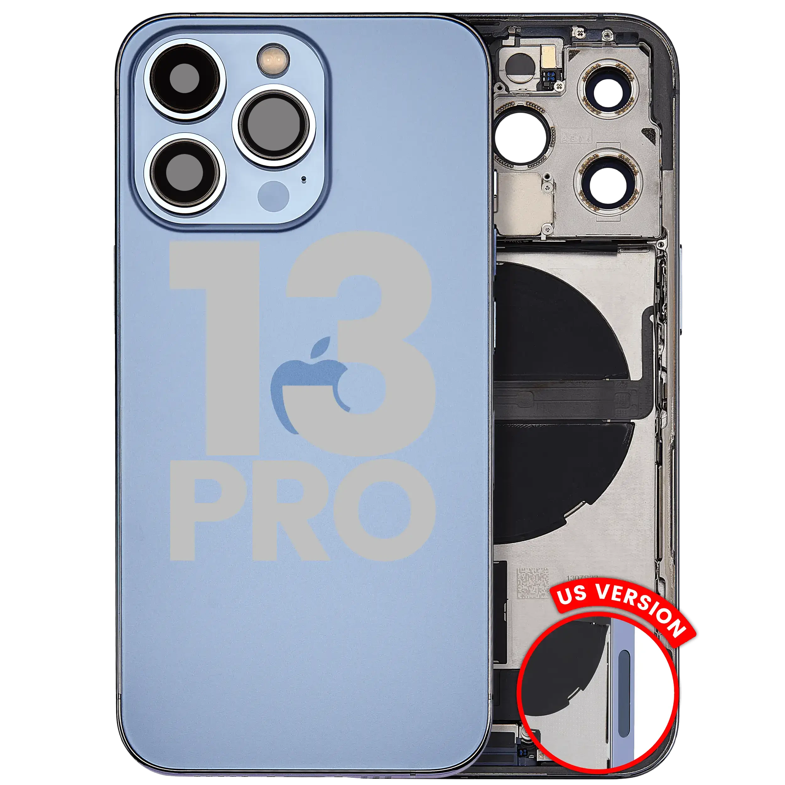 Scocca posteriore con flat connettore di ricarica e minuteria per iPhone 13 Pro (US Version) (Used Service Pack Pull: grado A) (Sierra Blu)