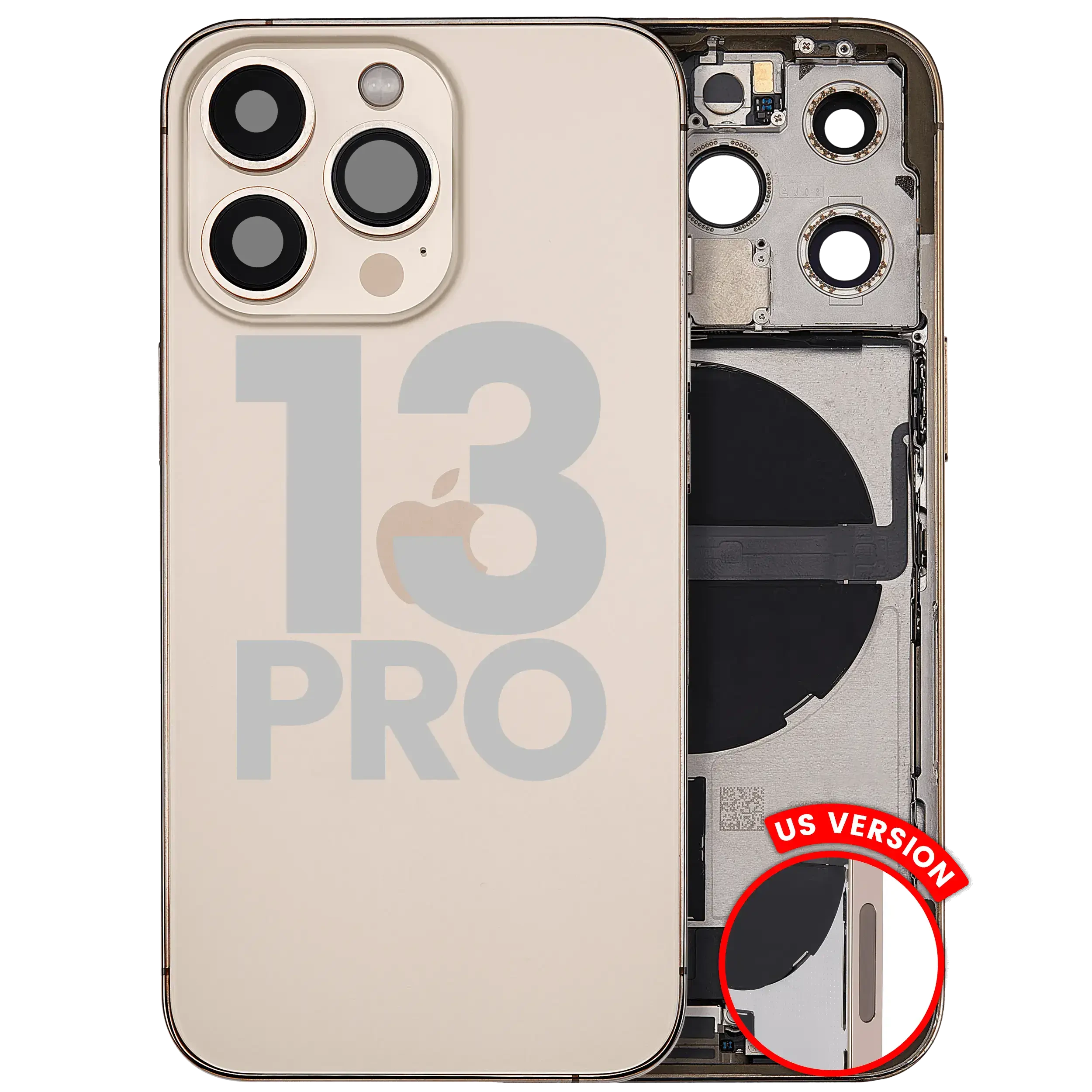 Scocca posteriore con flat connettore di ricarica e minuteria per iPhone 13 Pro (US Version) (Used Service Pack Pull: grado A) (Oro)