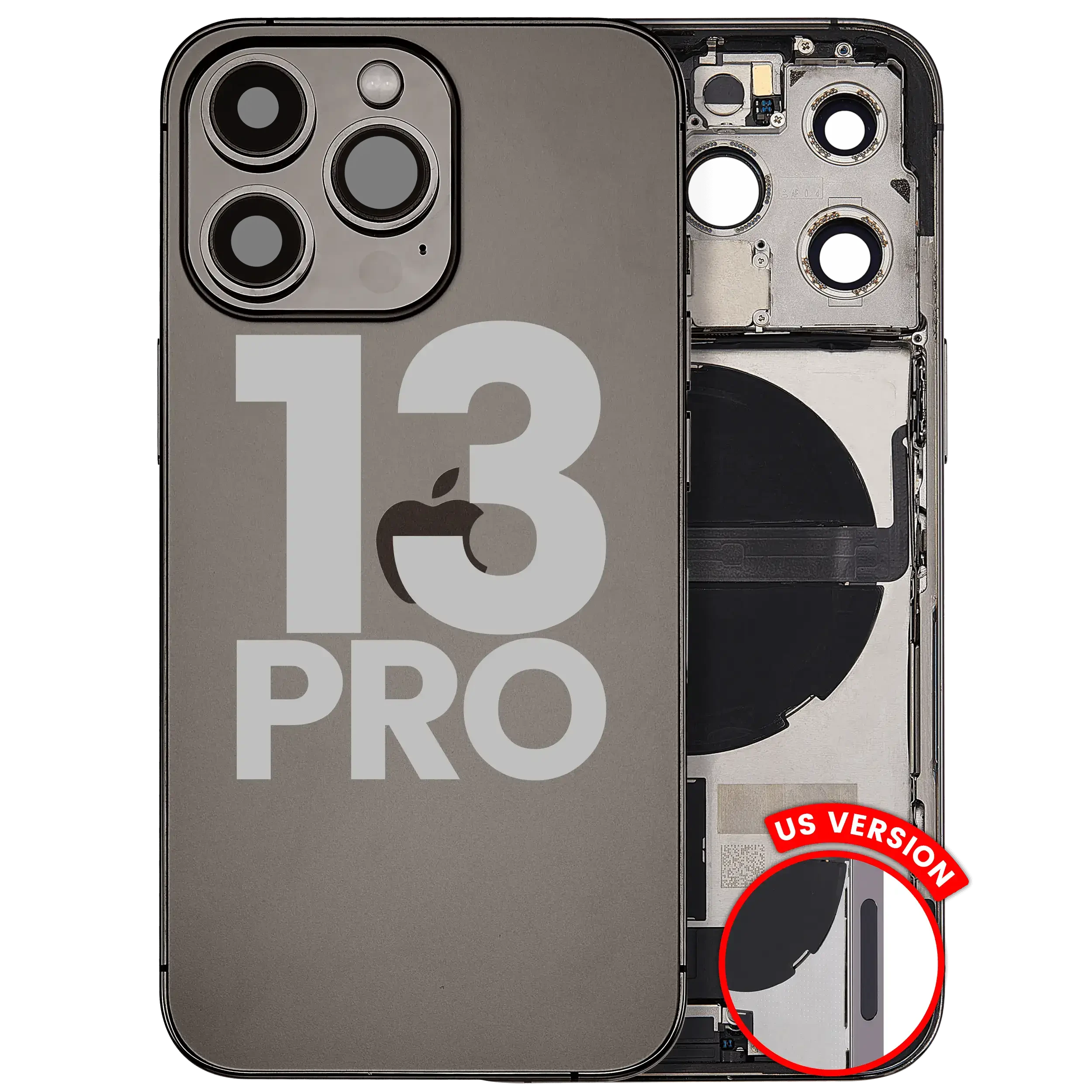 Scocca posteriore con flat connettore di ricarica e minuteria per iPhone 13 Pro (US Version) (Used Service Pack Pull: Grade B) (Grafite)