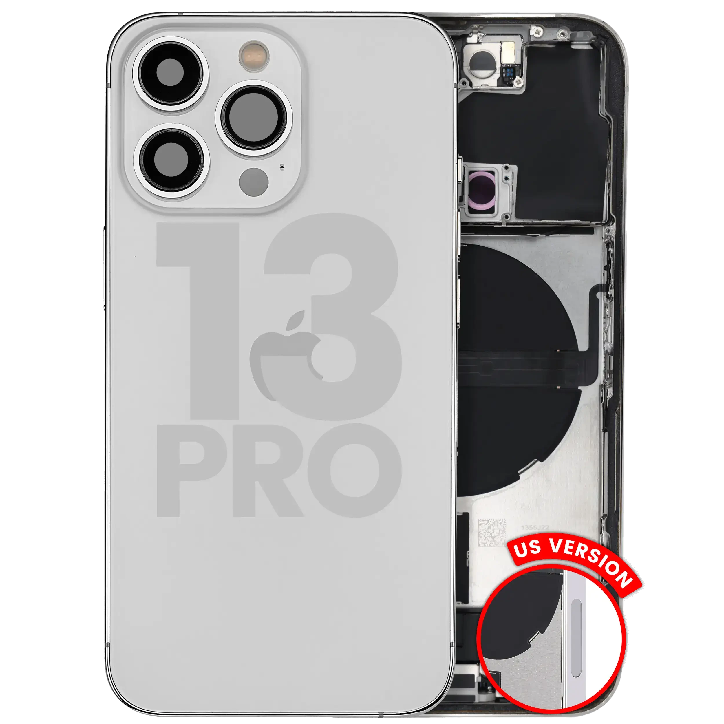 Scocca posteriore con flat connettore di ricarica e minuteria per iPhone 13 Pro (US Version) (Used Service Pack Pull: Grade C) (Argento)