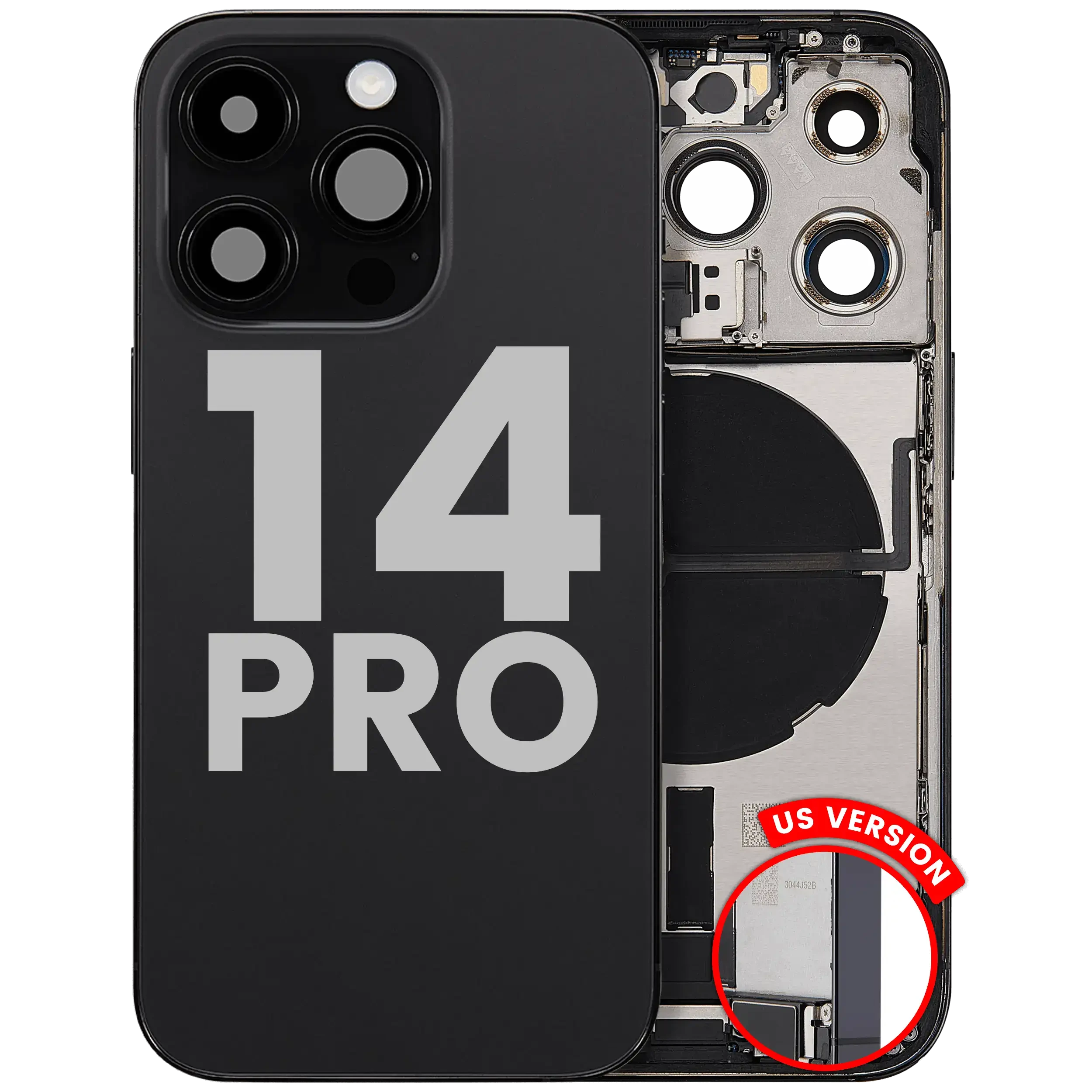 Scocca posteriore con flat connettore di ricarica e minuteria per iPhone 14 Pro (US Version) (Used Service Pack Pull: Grade B) (Nero siderale)