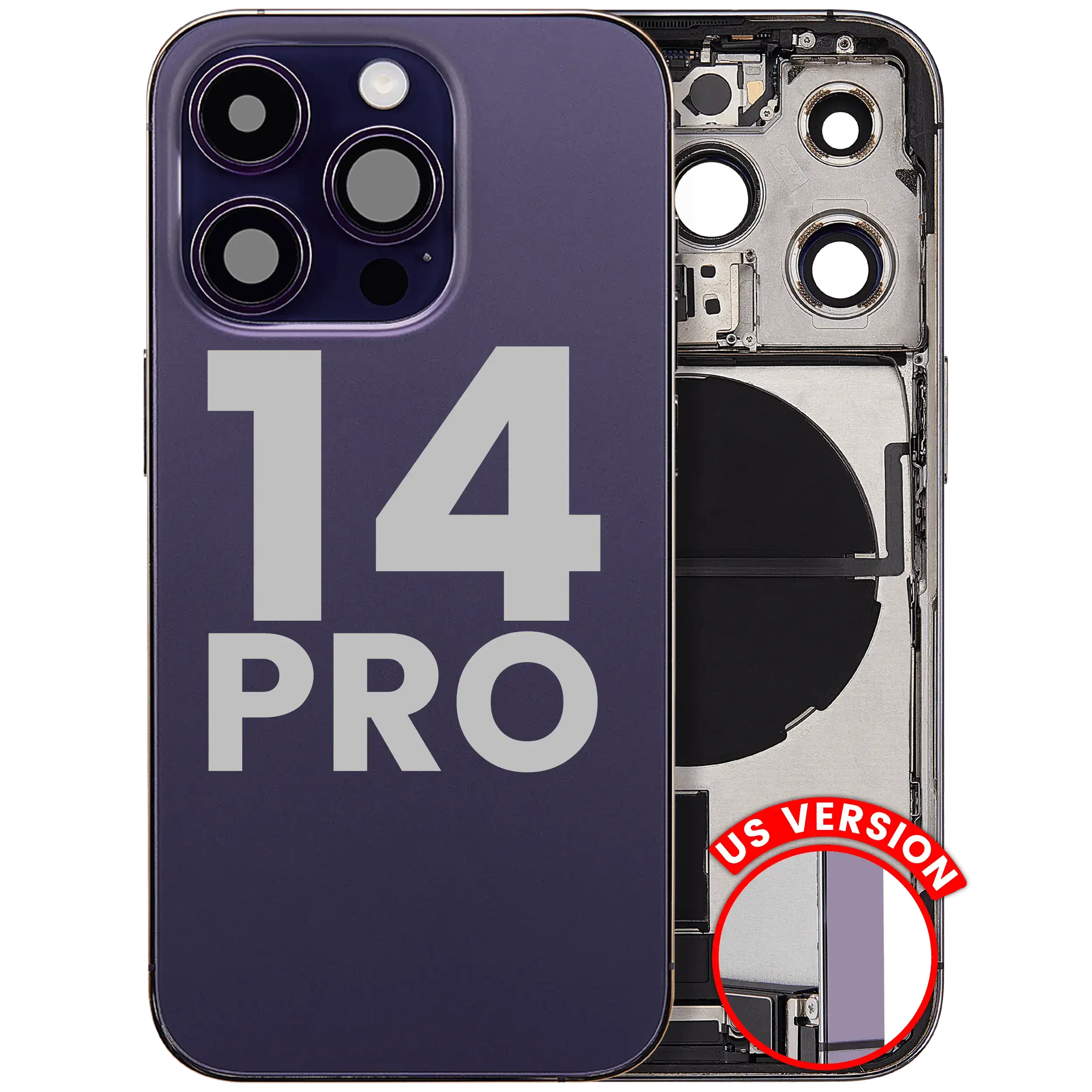 Scocca posteriore con flat connettore di ricarica e minuteria per iPhone 14 Pro (US Version) (Used Service Pack Pull: Grade C) (Deep Viola)