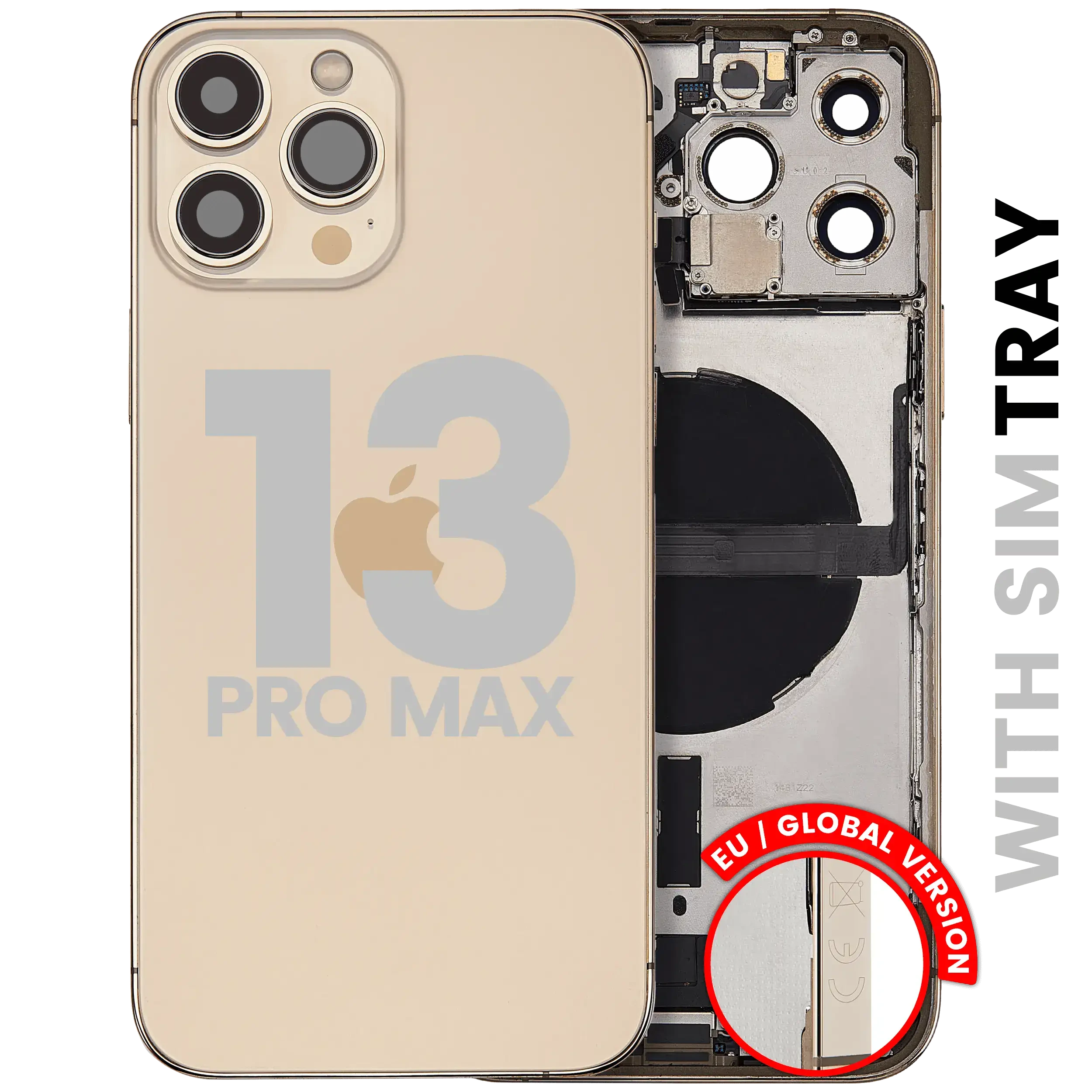 Scocca posteriore con flat connettore di ricarica e minuteria per iPhone 13 Pro Max (EU / Global Version) (Used Service Pack Pull: Grade C) (Oro)