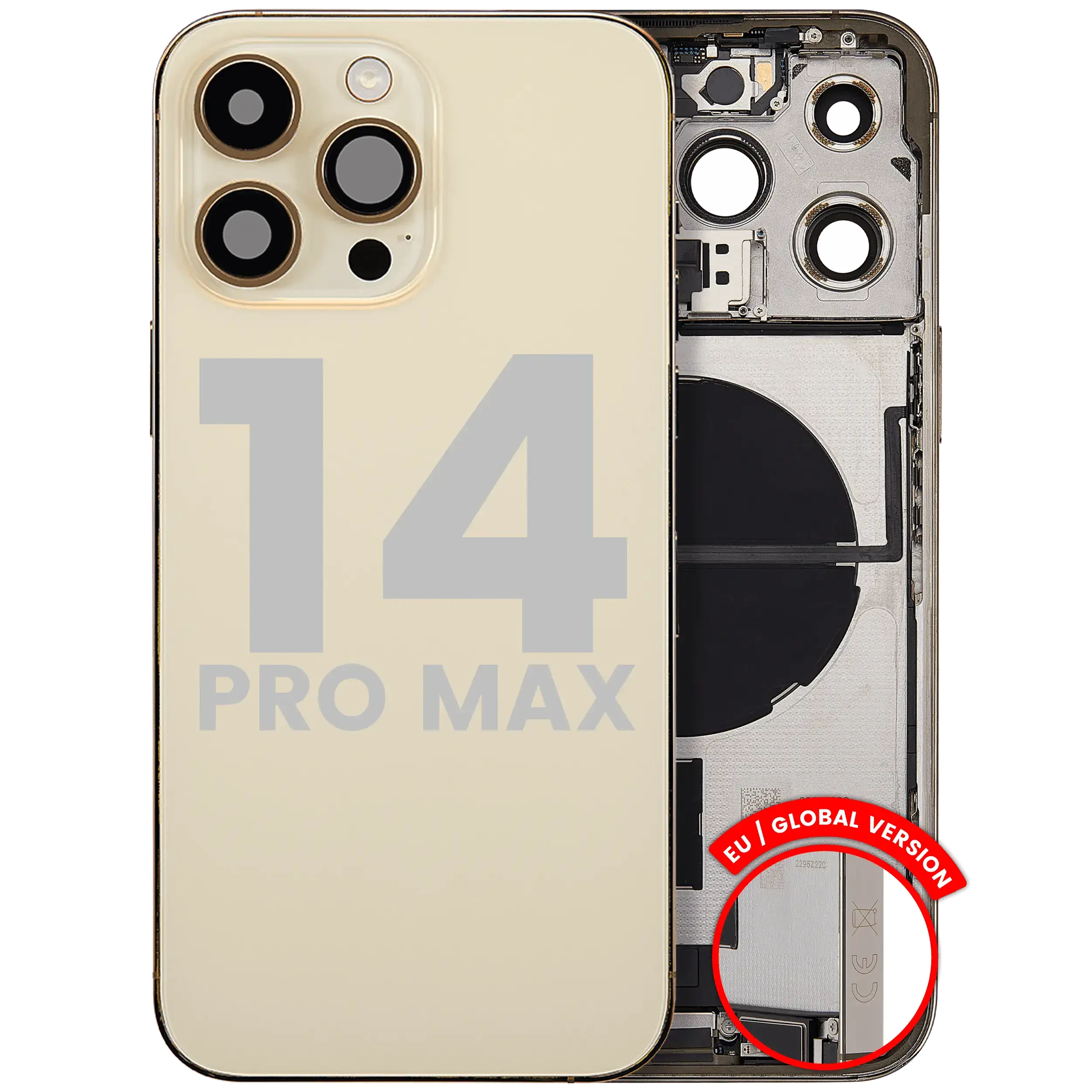 Scocca posteriore con flat connettore di ricarica e minuteria per iPhone 14 Pro Max (EU / Global Version) (Used Service Pack Pull: grado A) (Oro)