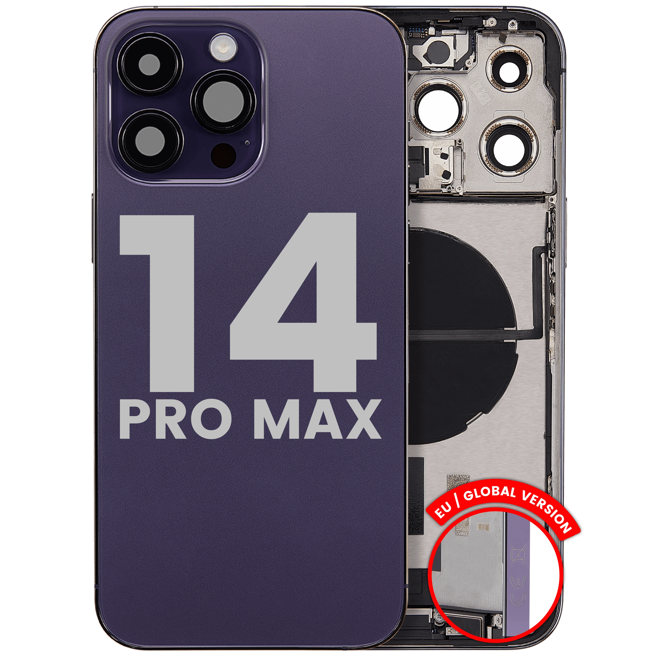 Scocca posteriore con flat connettore di ricarica e minuteria per iPhone 14 Pro Max (EU / Global Version) (Used Service Pack Pull: Grade B) (Deep Viola)