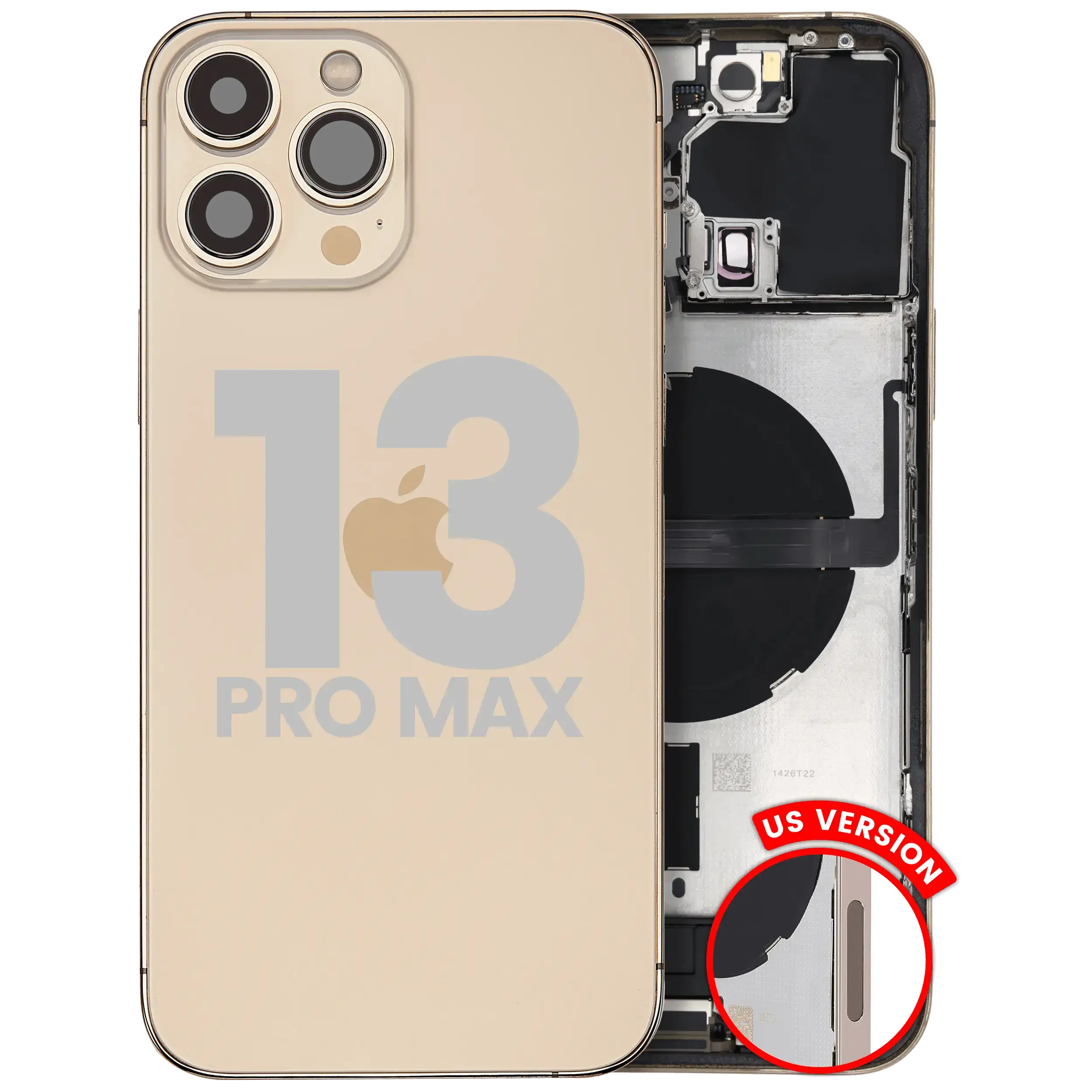 Scocca posteriore con flat connettore di ricarica e minuteria per iPhone 13 Pro Max (US Version) (Used Service Pack Pull: Grade B) (Oro)