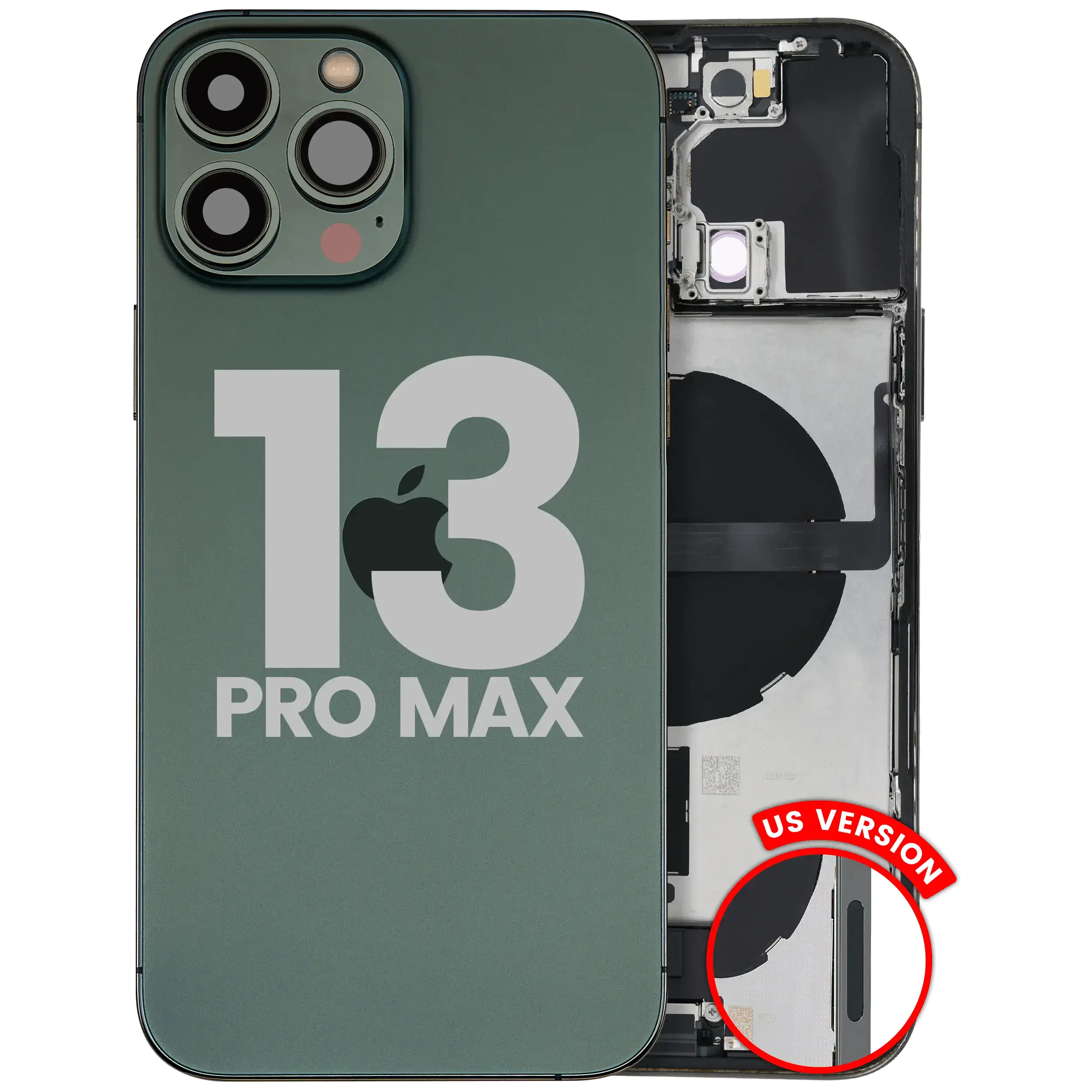Scocca posteriore con flat connettore di ricarica e minuteria per iPhone 13 Pro Max (US Version) (Used Service Pack Pull: Grade C) (Alpine Verde)