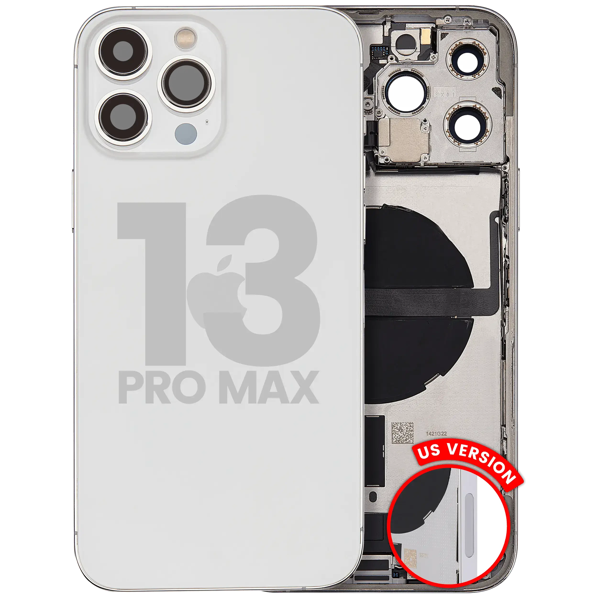 Scocca posteriore con flat connettore di ricarica e minuteria per iPhone 13 Pro Max (US Version) (Used Service Pack Pull: Grade B) (Argento)