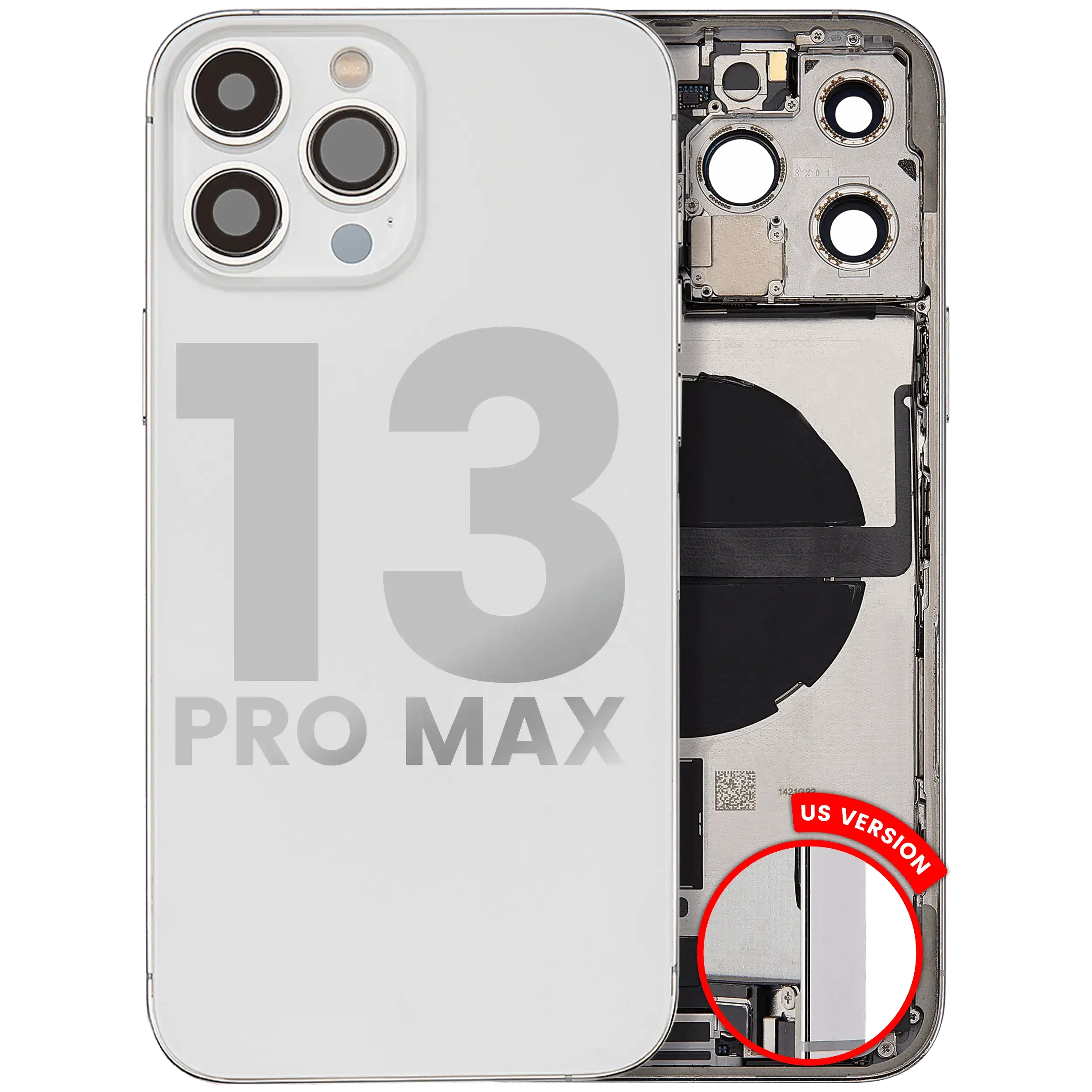 Scocca posteriore con flat connettore di ricarica e minuteria per iPhone 13 Pro Max (US Version) (Used Service Pack Pull: Grade C) (Argento)