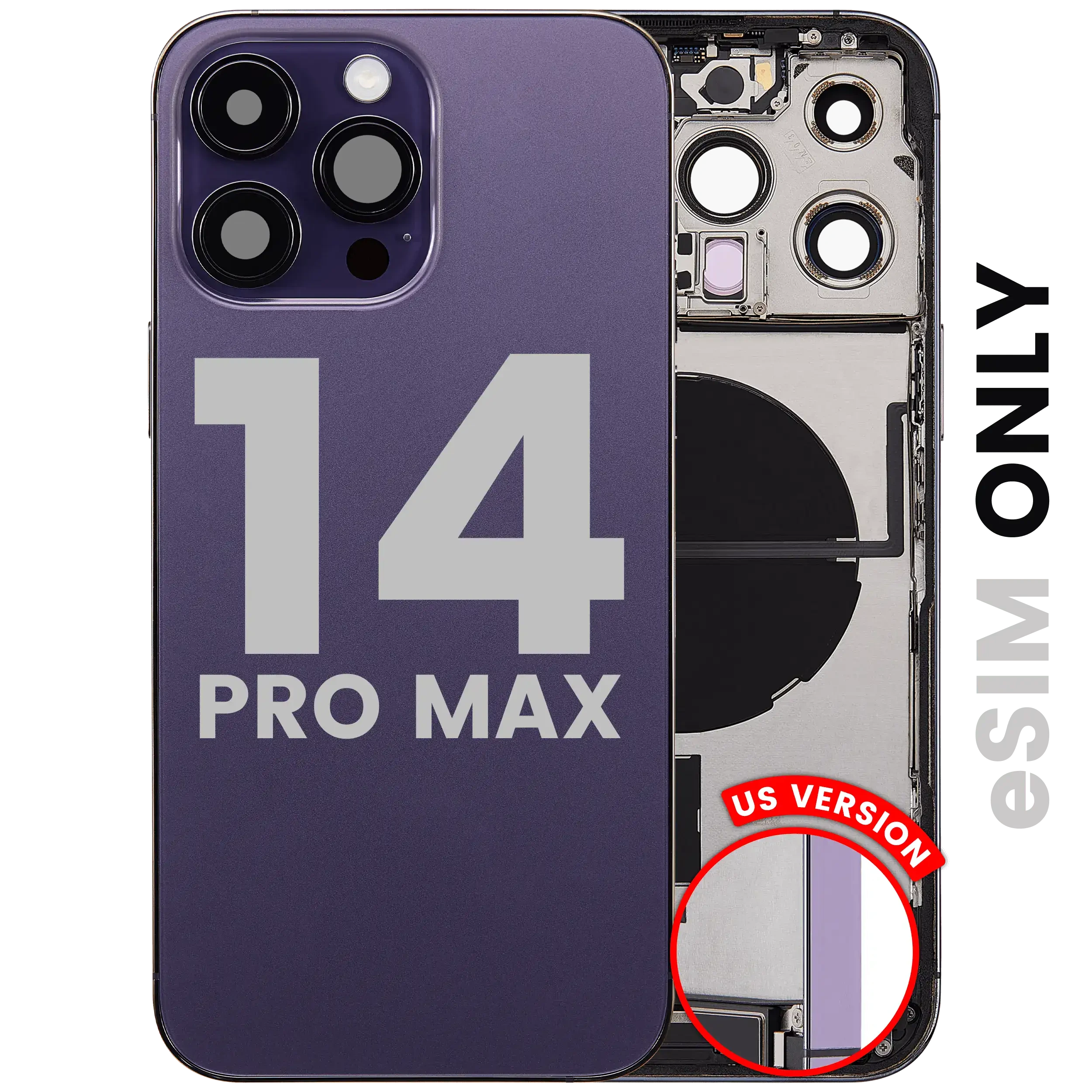 Scocca posteriore con flat connettore di ricarica e minuteria per iPhone 14 Pro Max (US Version) (Used Service Pack Pull: Grade B) (Deep Viola)