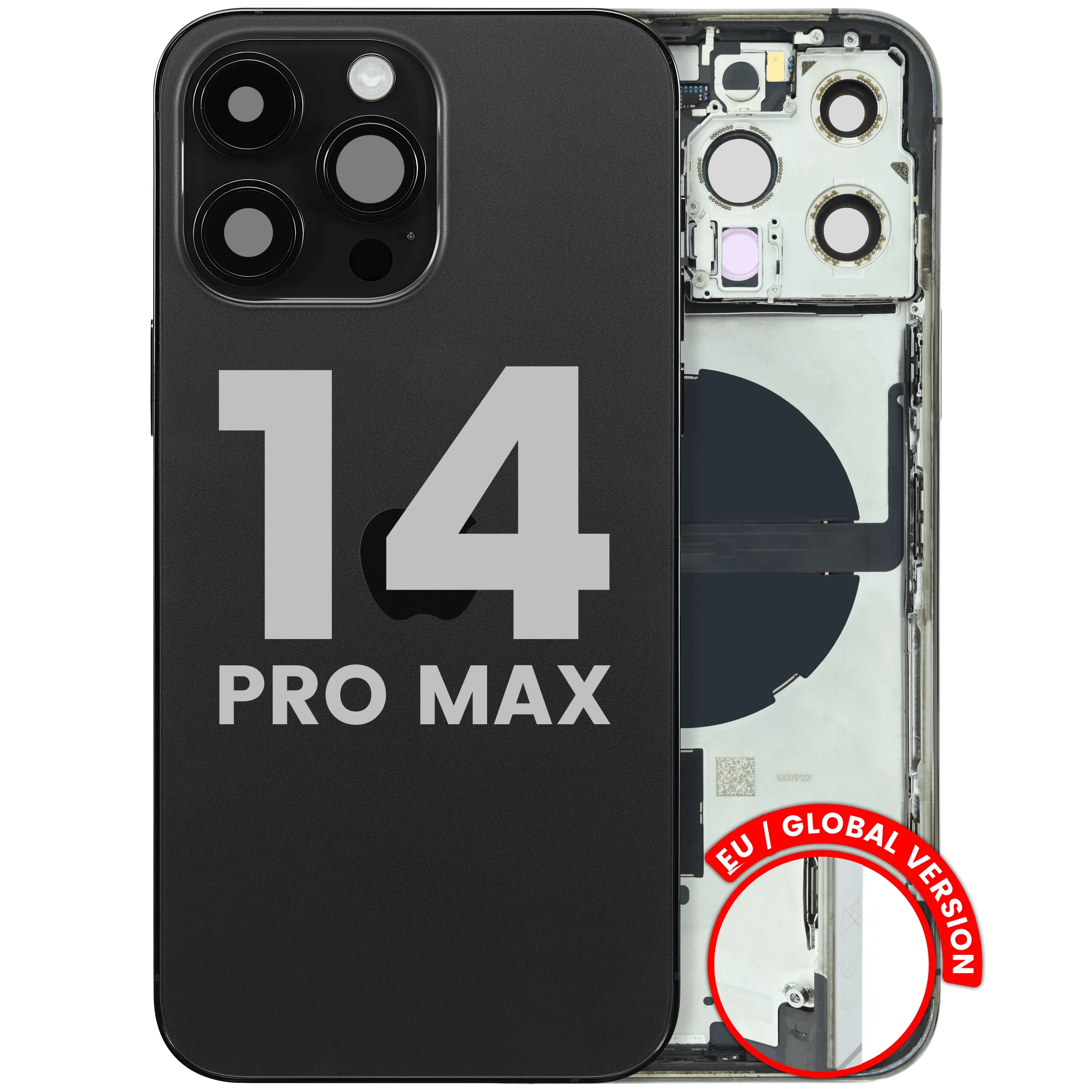 Scocca posteriore con flat connettore di ricarica e minuteria per iPhone 14 Pro Max (EU / Global Version) (Used Service Pack Pull: Grade C) (Nero siderale)
