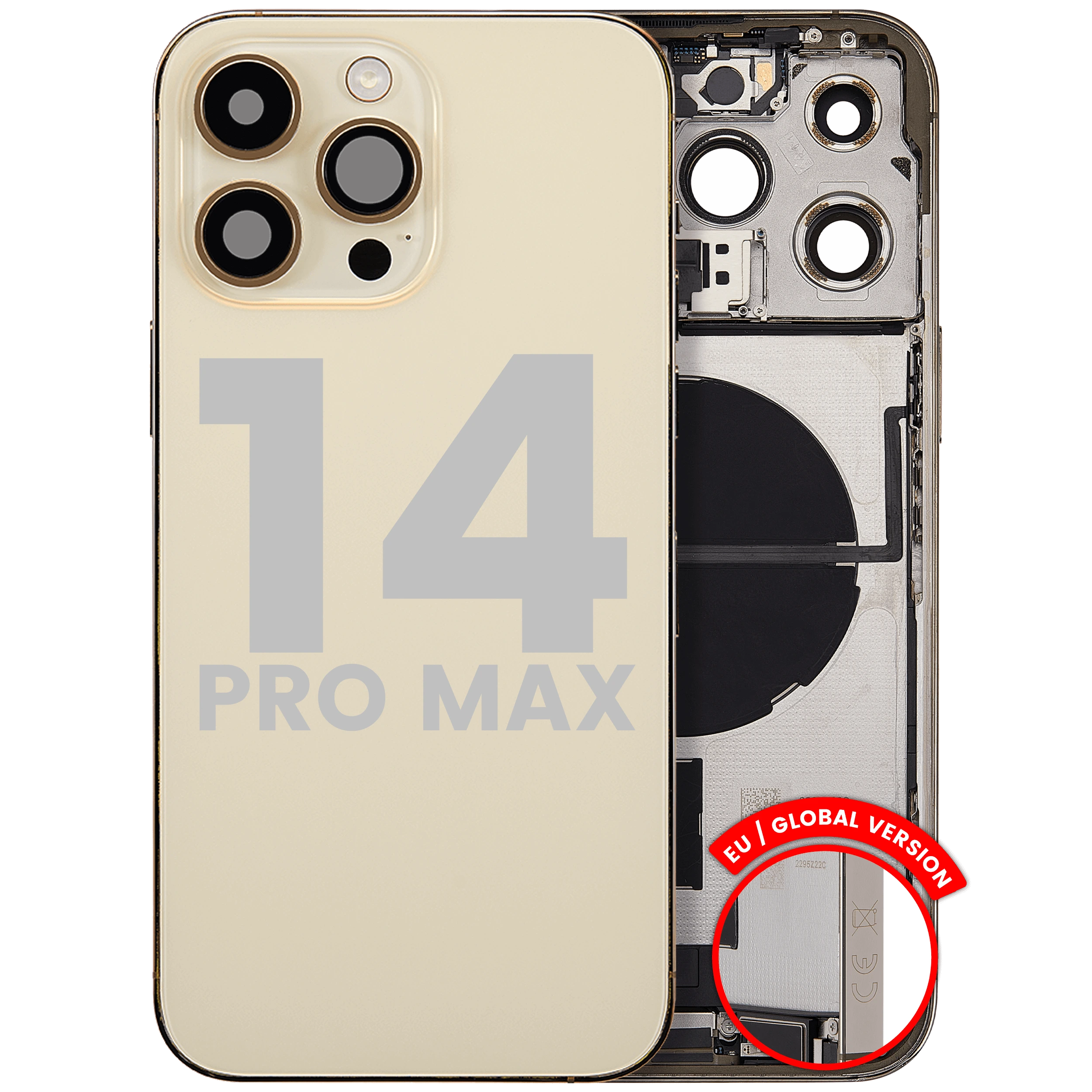 Scocca posteriore con flat connettore di ricarica e minuteria per iPhone 14 Pro Max (EU / Global Version) (Used Service Pack Pull: Grade C) (Oro)