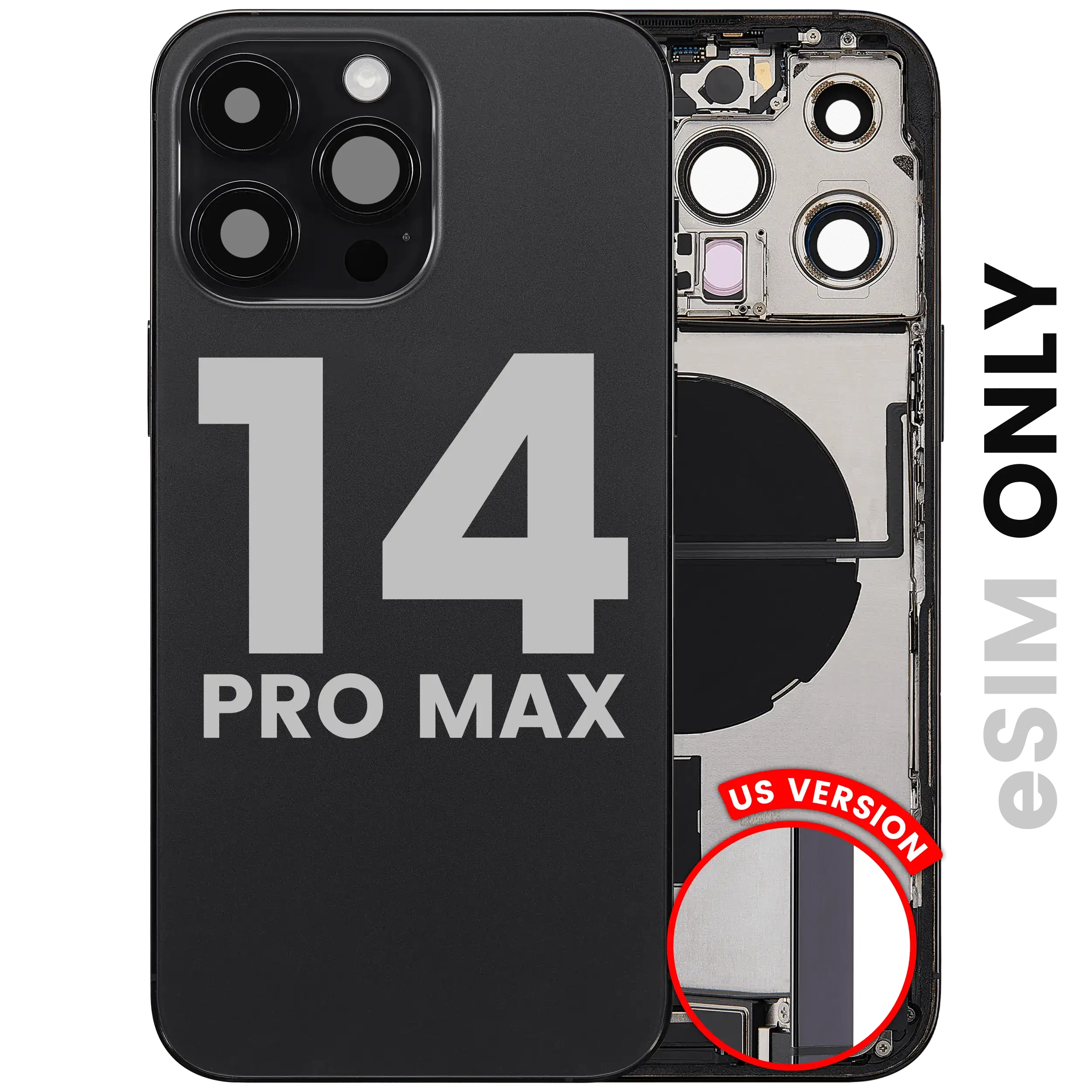 Scocca posteriore con flat connettore di ricarica e minuteria per iPhone 14 Pro Max (US Version) (Used Service Pack Pull: Grade B) (Nero siderale)