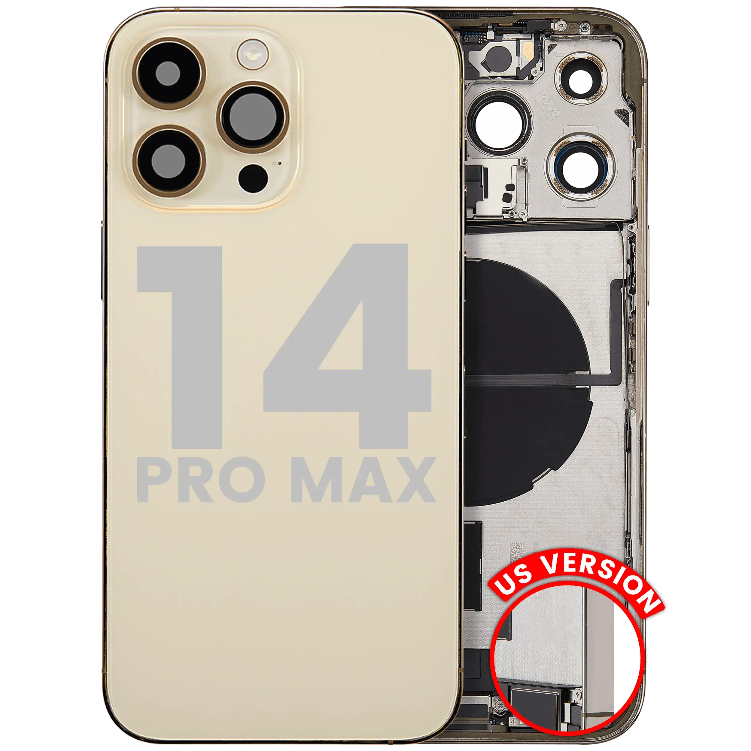 Scocca posteriore con flat connettore di ricarica e minuteria per iPhone 14 Pro Max (US Version) (Used Service Pack Pull: Grade C) (Oro)