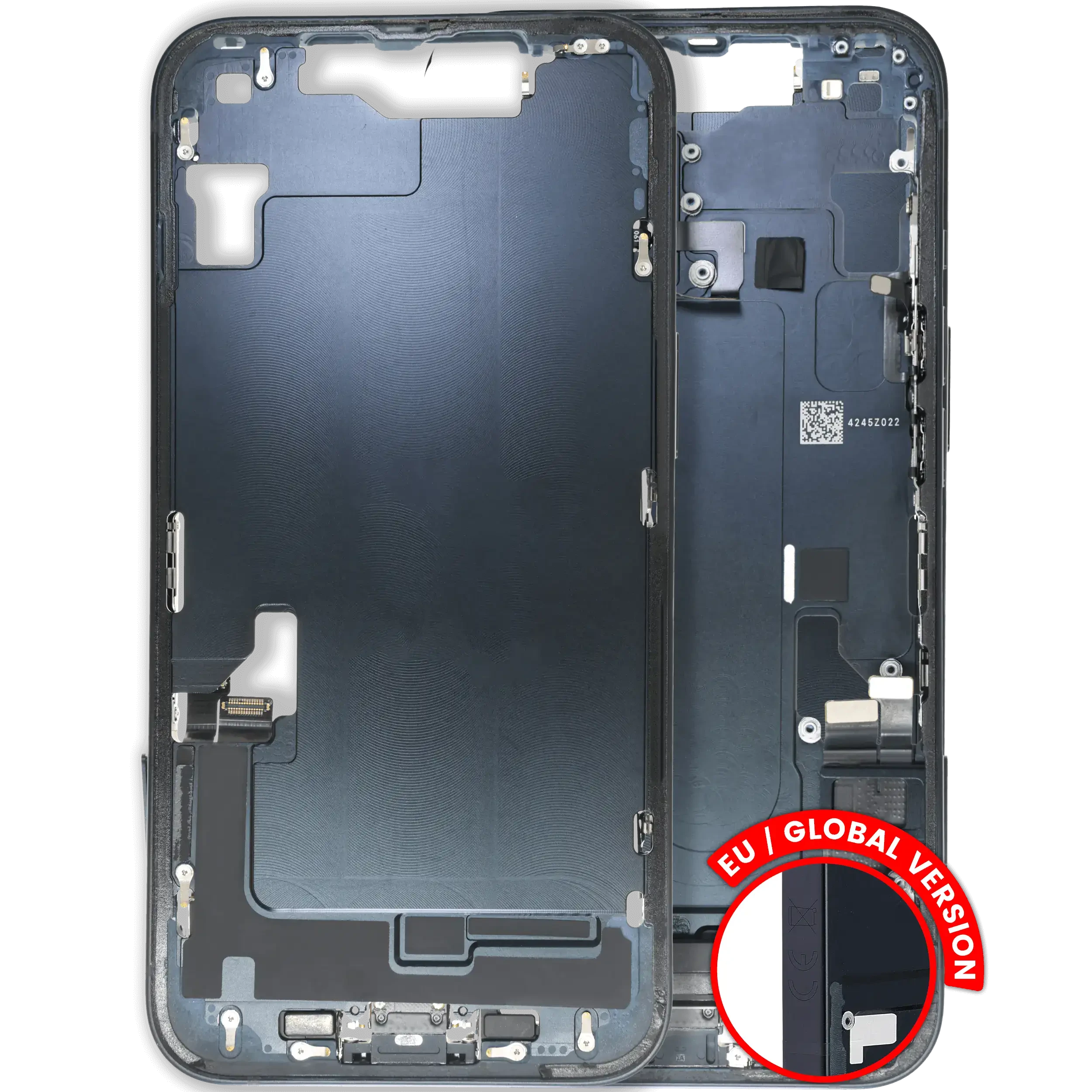 Frame centrale W/ Connettore di ricarica flat e Minuteria per iPhone 14 (EU / Global Version) (Used Service Pack Pull: Grade B) (Mezzanotte)