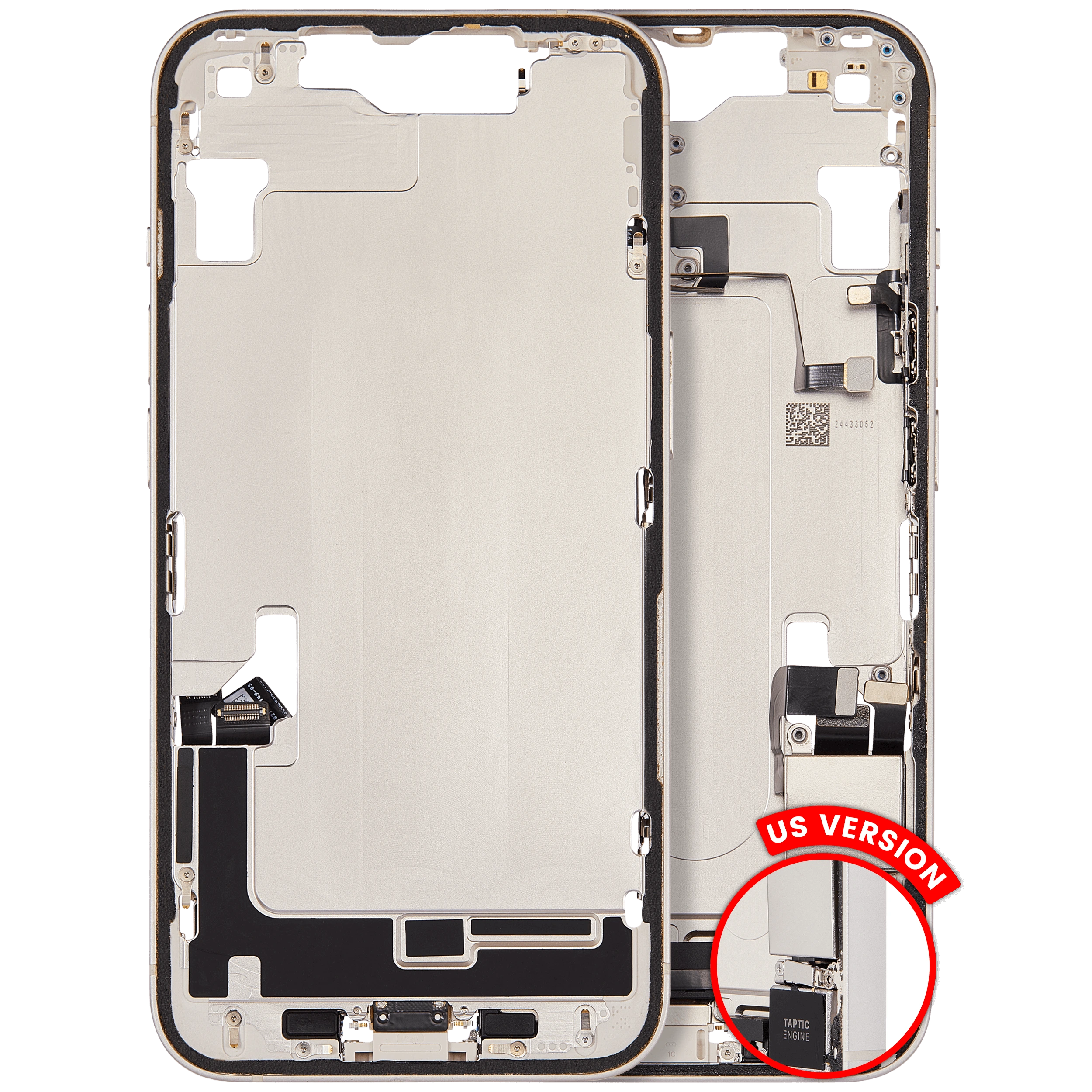 Frame centrale W/ Connettore di ricarica flat e Minuteria per iPhone 14 (US Version) (Used Service Pack Pull: grado A) (Galassia)