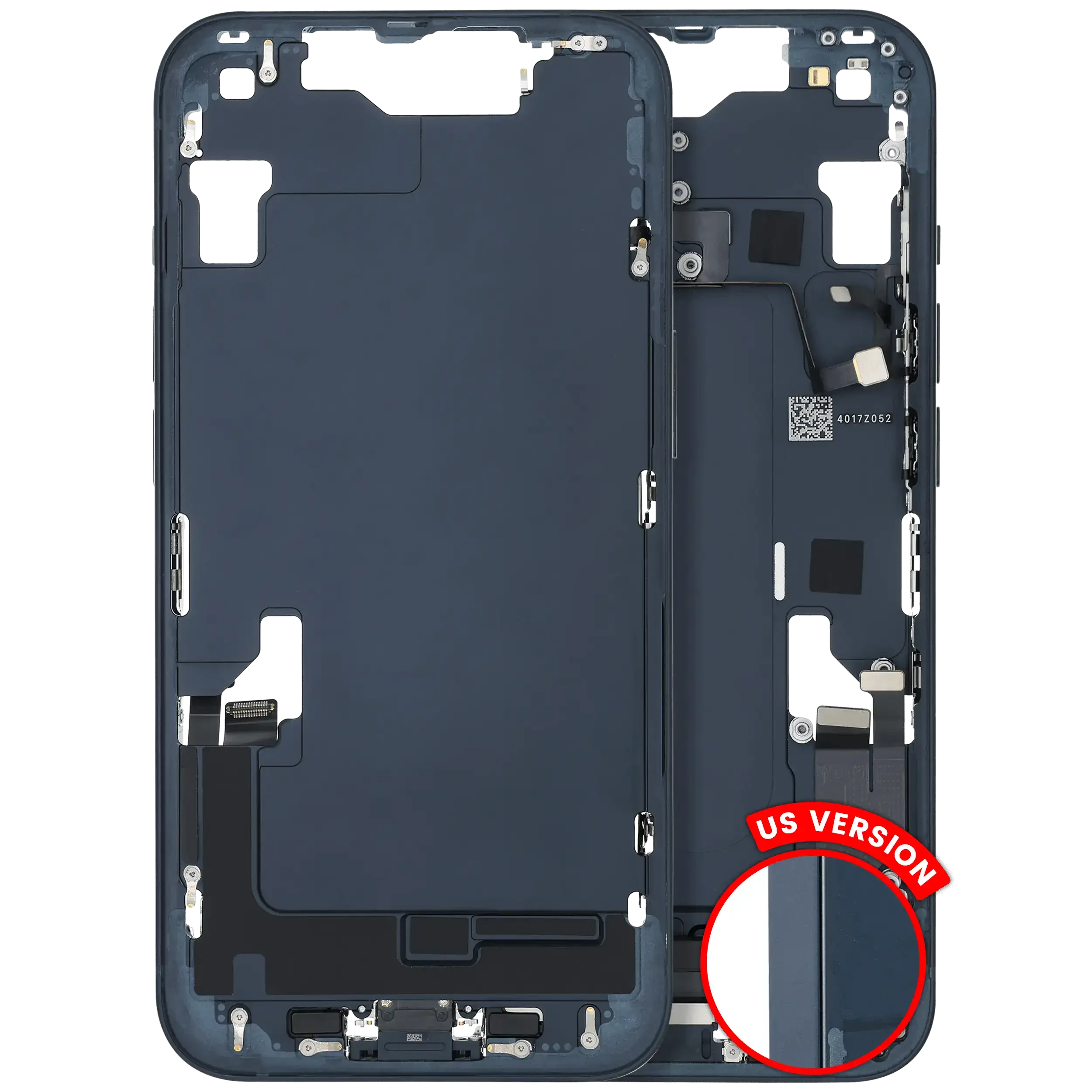 Frame centrale W/ Connettore di ricarica flat e Minuteria per iPhone 14 (US Version) (Used Service Pack Pull: Grade C) (Mezzanotte)