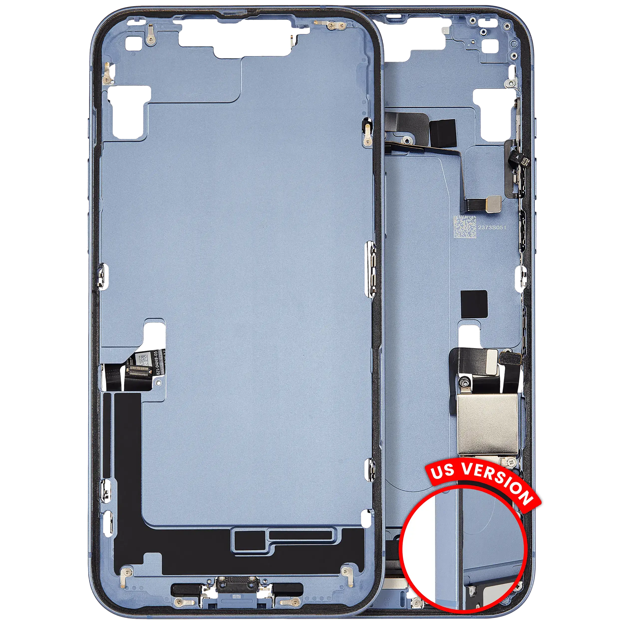 Frame centrale W/ Connettore di ricarica flat e Minuteria per iPhone 14 Plus (US Version) (Used Service Pack Pull: Grade B) (Blu)