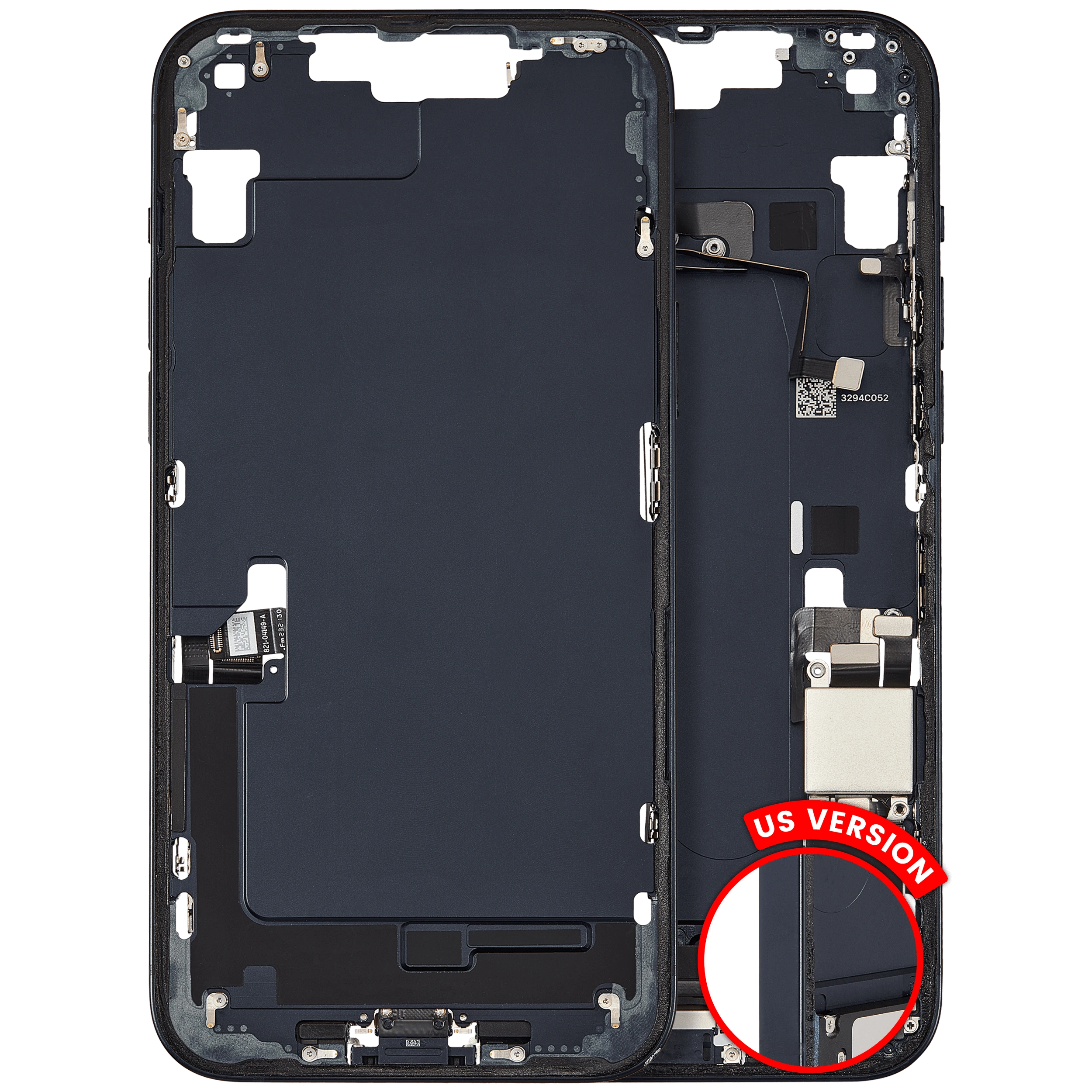 Frame centrale W/ Connettore di ricarica flat e Minuteria per iPhone 14 Plus (US Version) (Used Service Pack Pull: Grade B) (Mezzanotte)