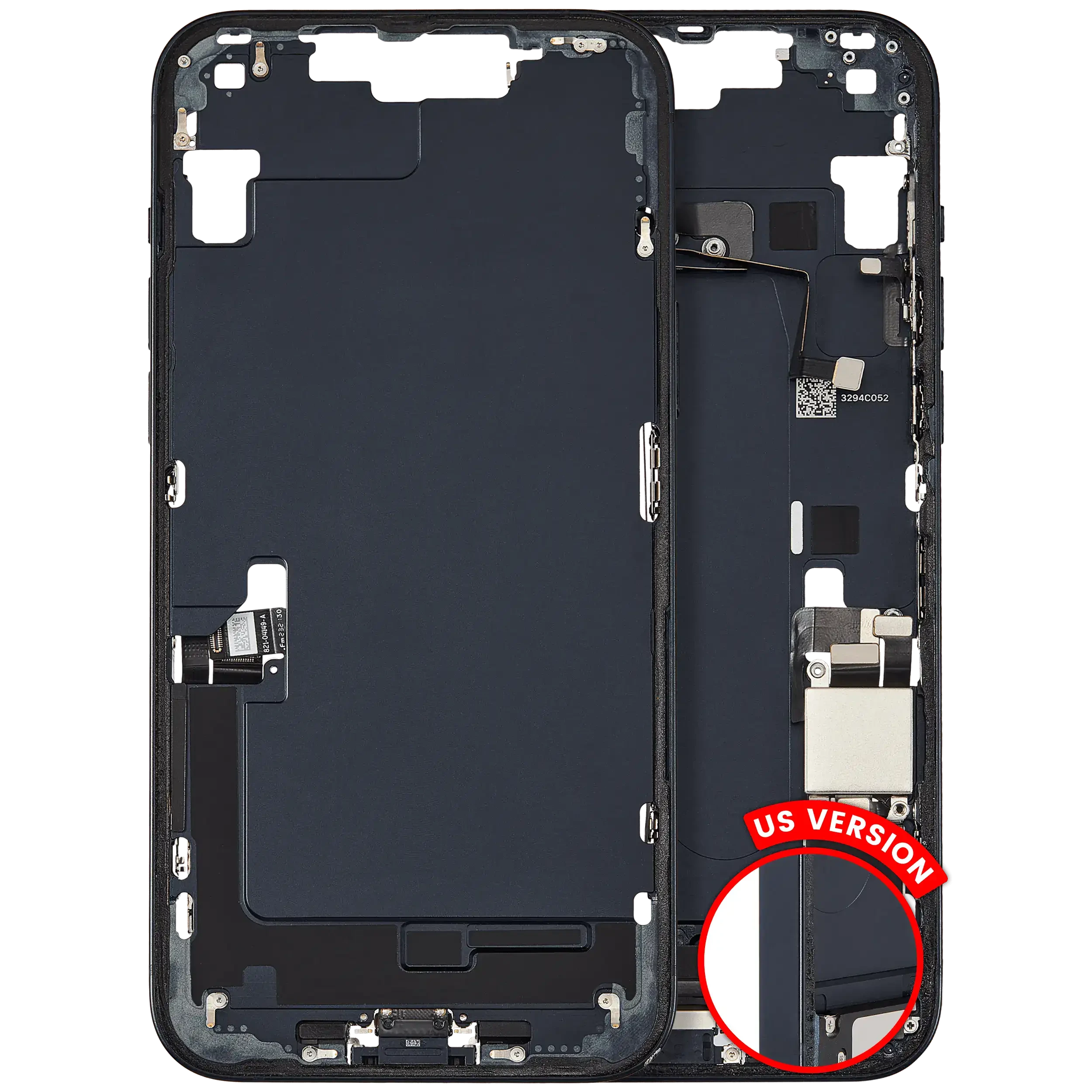Frame centrale W/ Connettore di ricarica flat e Minuteria per iPhone 14 Plus (US Version) (Used Service Pack Pull: Grade C) (Mezzanotte)