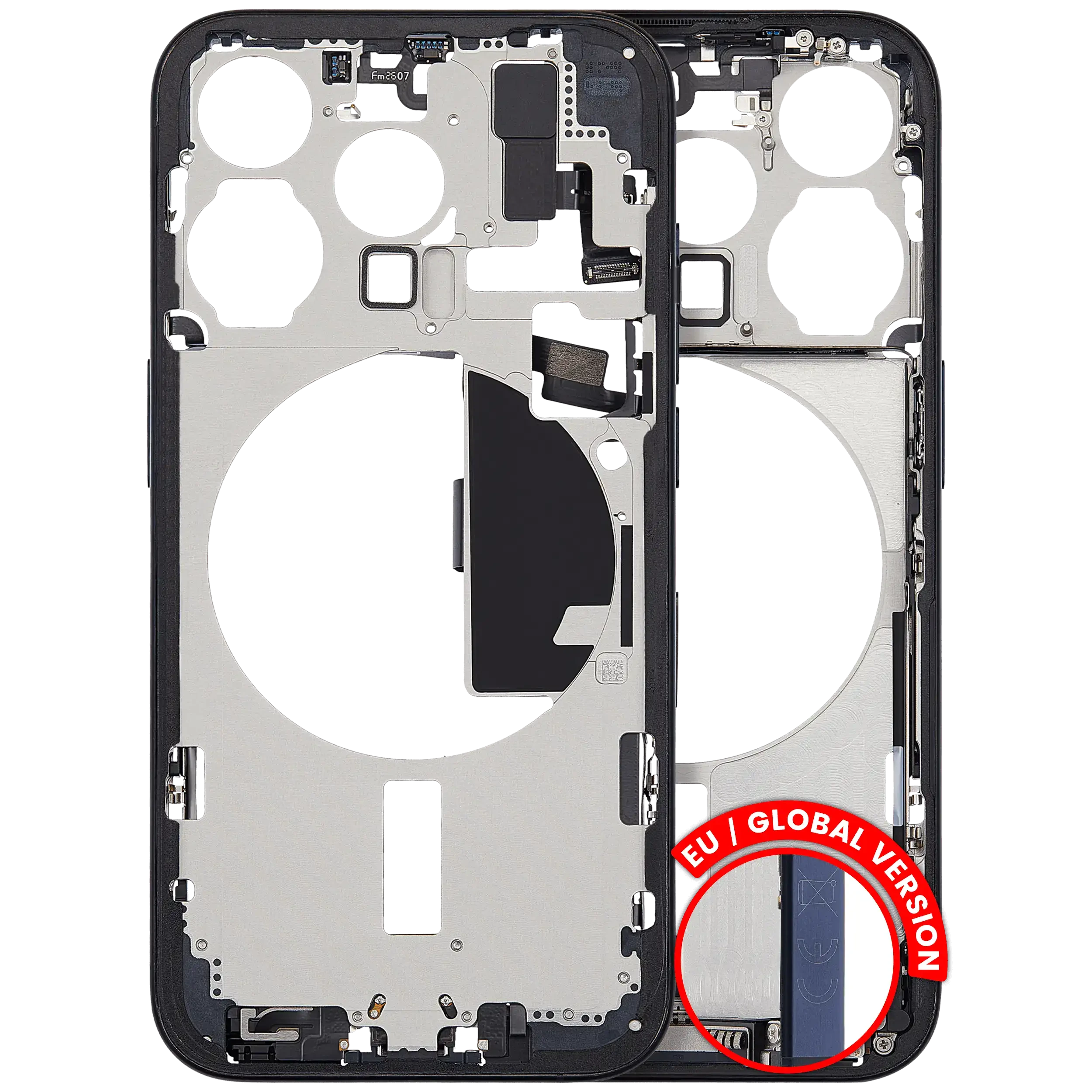 Frame centrale W/ Connettore di ricarica flat e Minuteria per iPhone 15 Pro (EU / Global Version) (Used Service Pack Pull: Grade C) (Titanio blu)