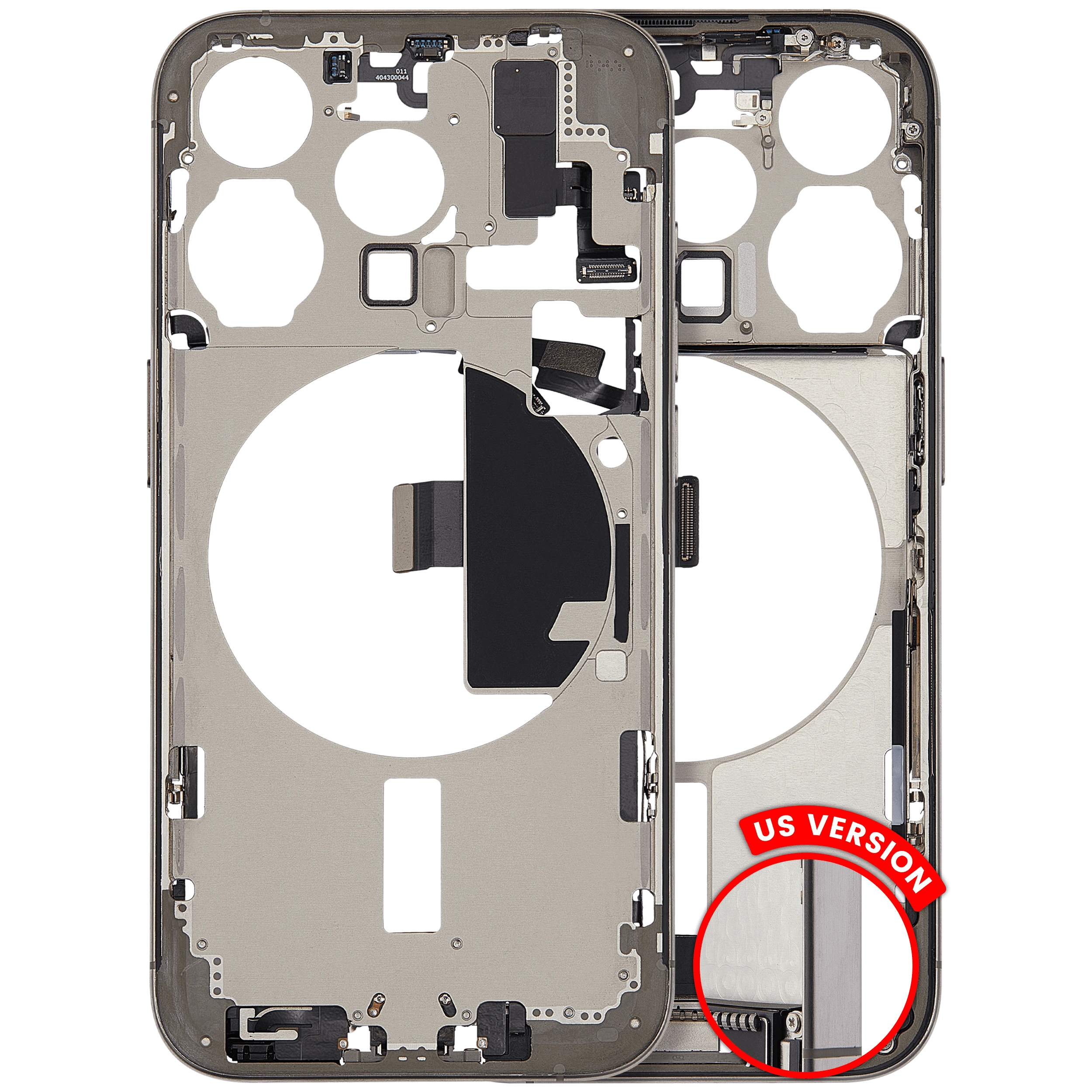 Frame centrale W/ Connettore di ricarica flat e Minuteria per iPhone 15 Pro (US Version) (Used Service Pack Pull: Grade B) (Titanio naturale)