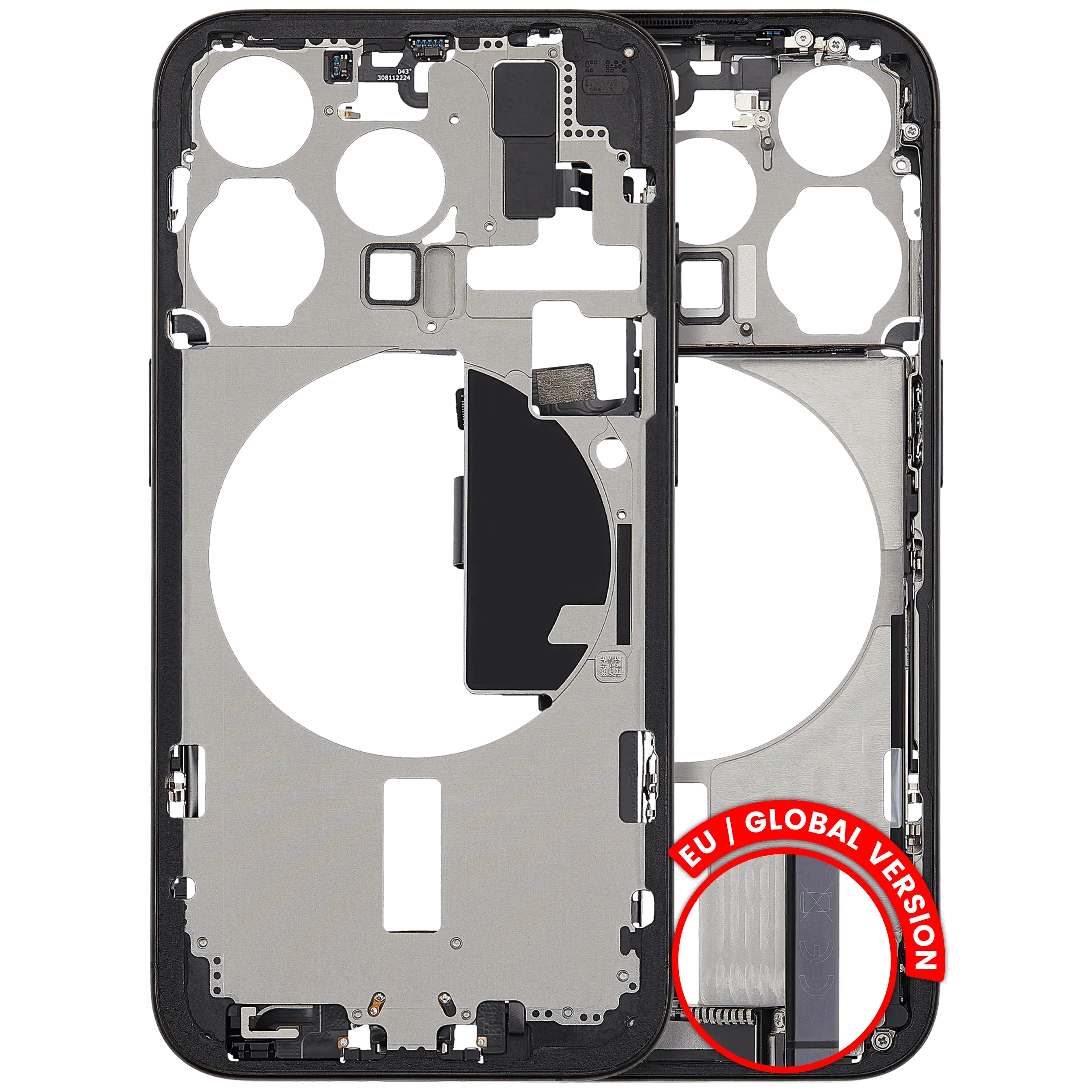 Frame centrale W/ Connettore di ricarica flat e Minuteria per iPhone 15 Pro (EU / Global Version) (Used Service Pack Pull: Grade C) (Titanio nero)