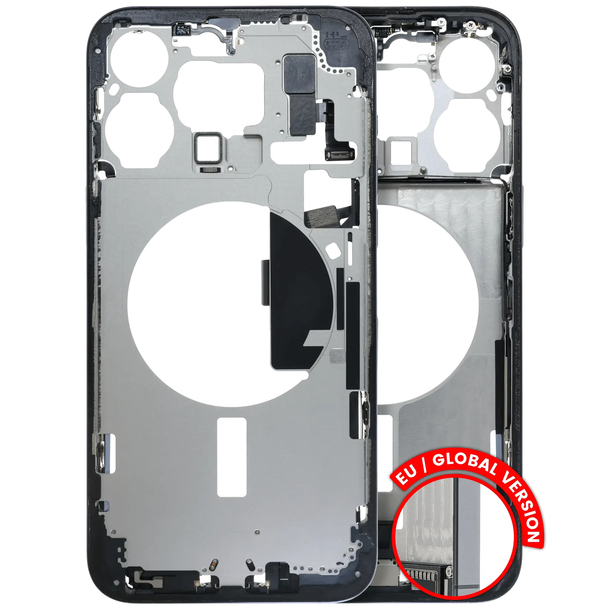 Frame centrale W/ Connettore di ricarica flat e Minuteria per iPhone 15 Pro Max (EU / Global Version) (Used Service Pack Pull: Grade B) (Titanio blu)
