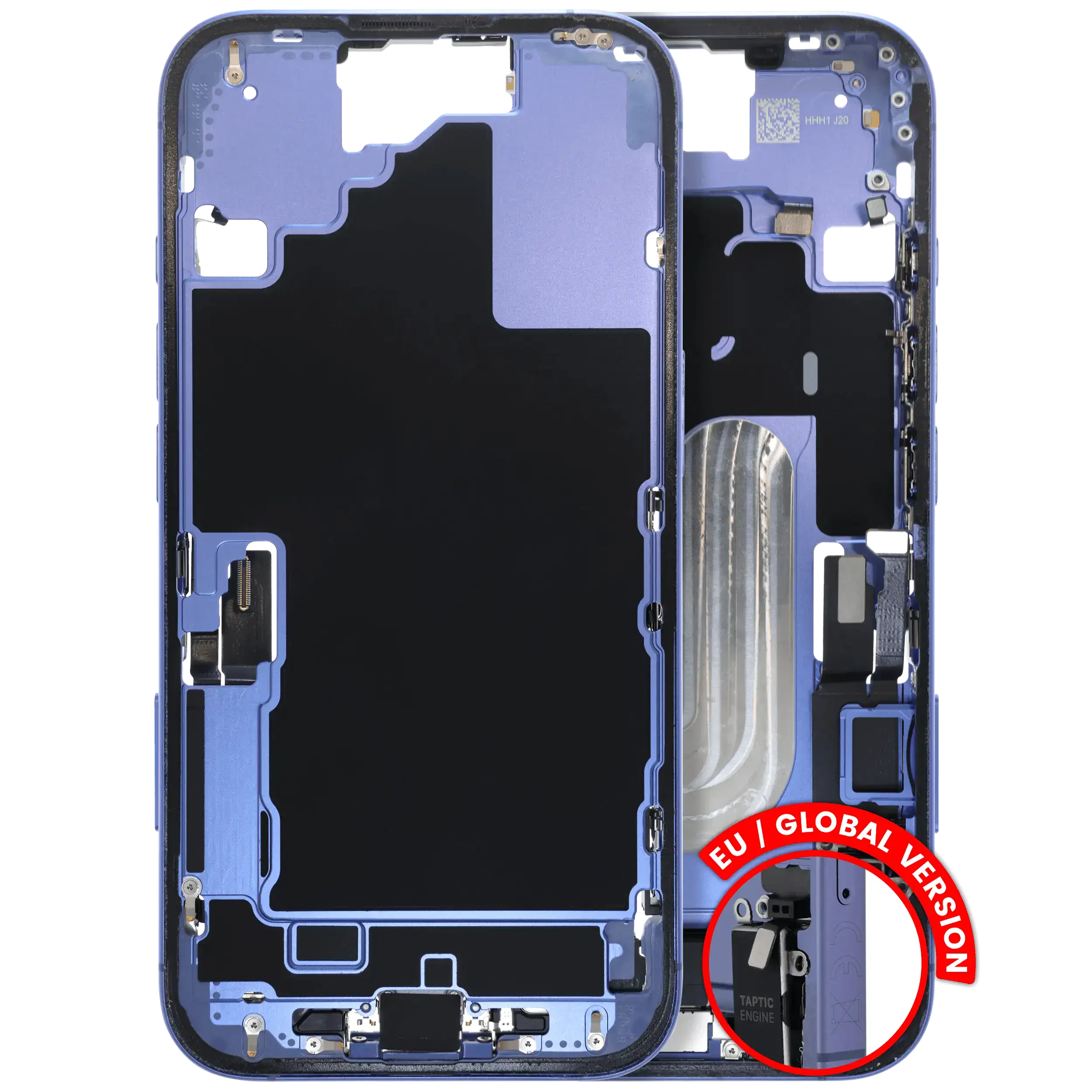 Frame centrale W/ Connettore di ricarica flat e Minuteria per iPhone 16 (EU / Global Version) (Used Service Pack Pull: Grade C) (Blu oltremare)