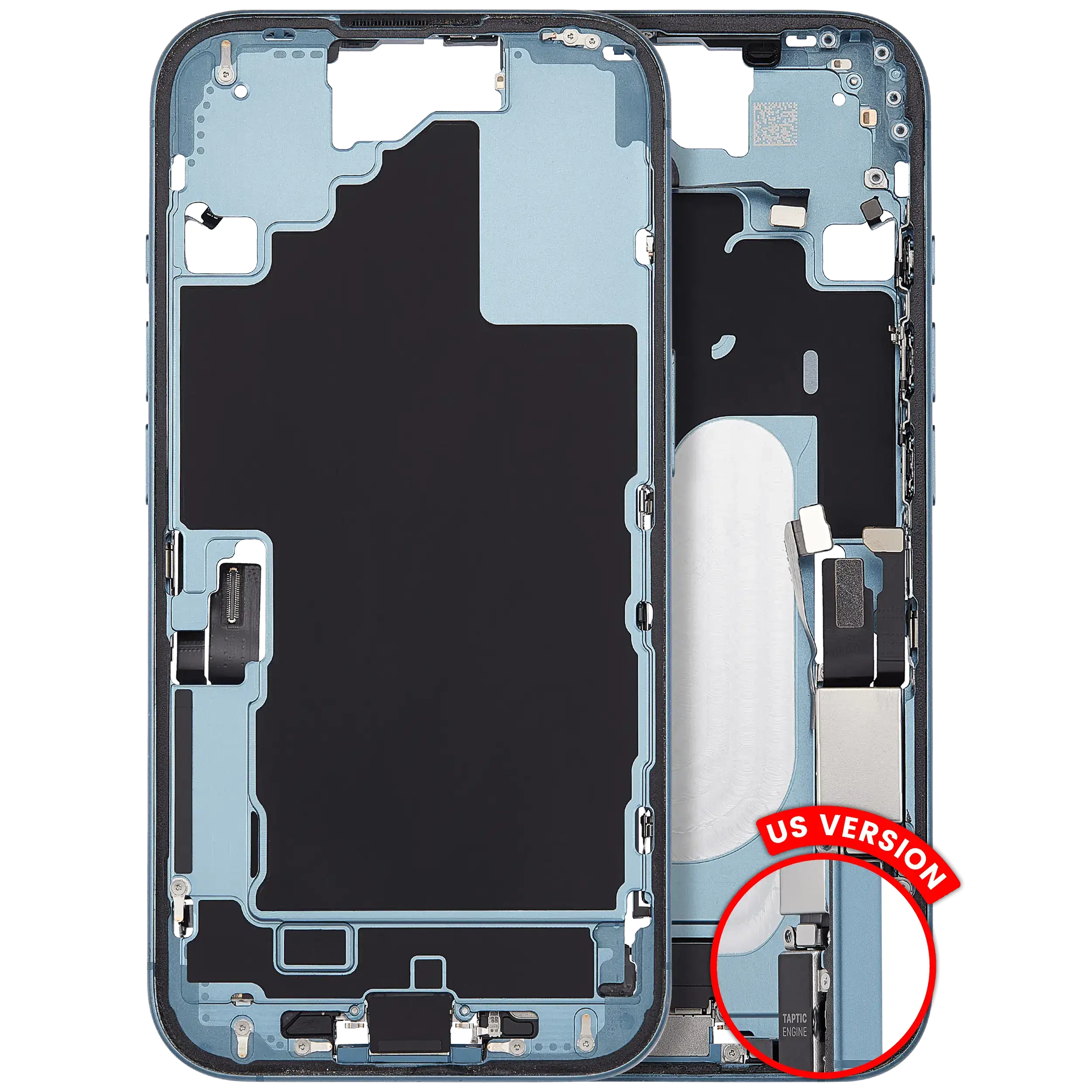 Frame centrale W/ Connettore di ricarica flat e Minuteria per iPhone 16 (US Version) (Used Service Pack Pull: Grade B) (Verde petrolio)