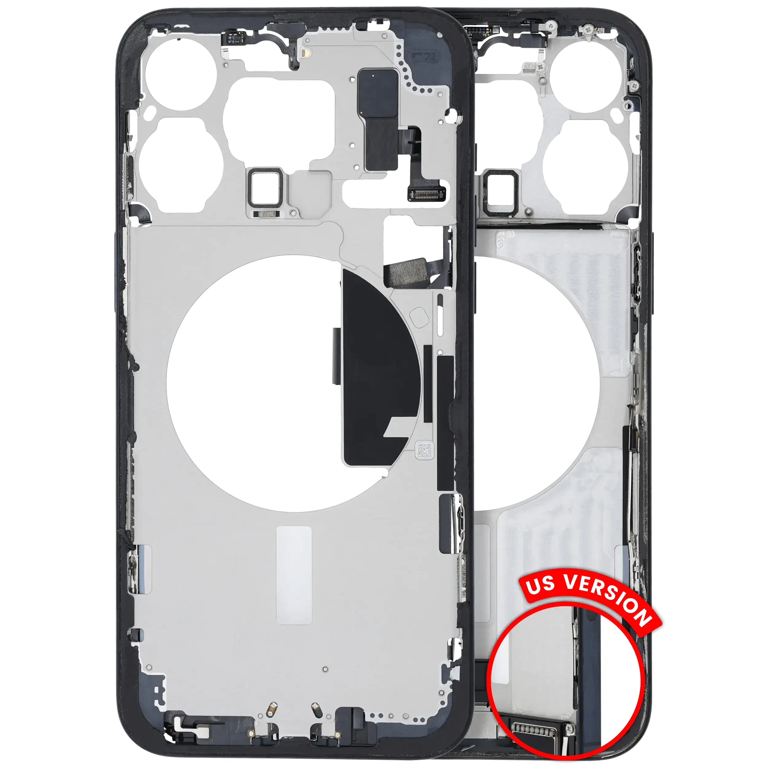 Frame centrale W/ Connettore di ricarica flat e Minuteria per iPhone 15 Pro Max (US Version) (Used Service Pack Pull: Grade C) (Titanio blu)