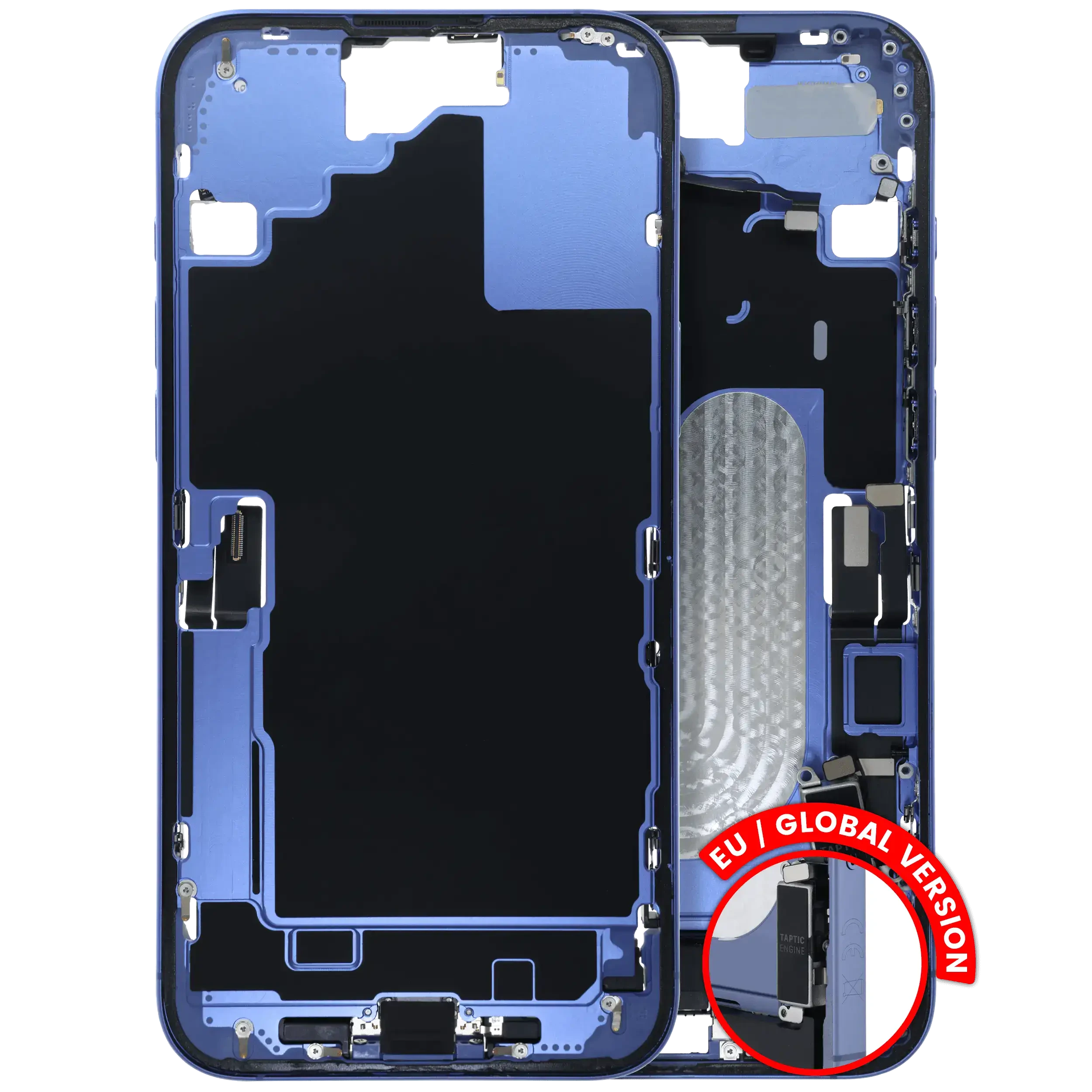 Frame centrale W/ Connettore di ricarica flat e Minuteria per iPhone 16 Plus (EU / Global Version) (Used Service Pack Pull: Grade B) (Blu oltremare)