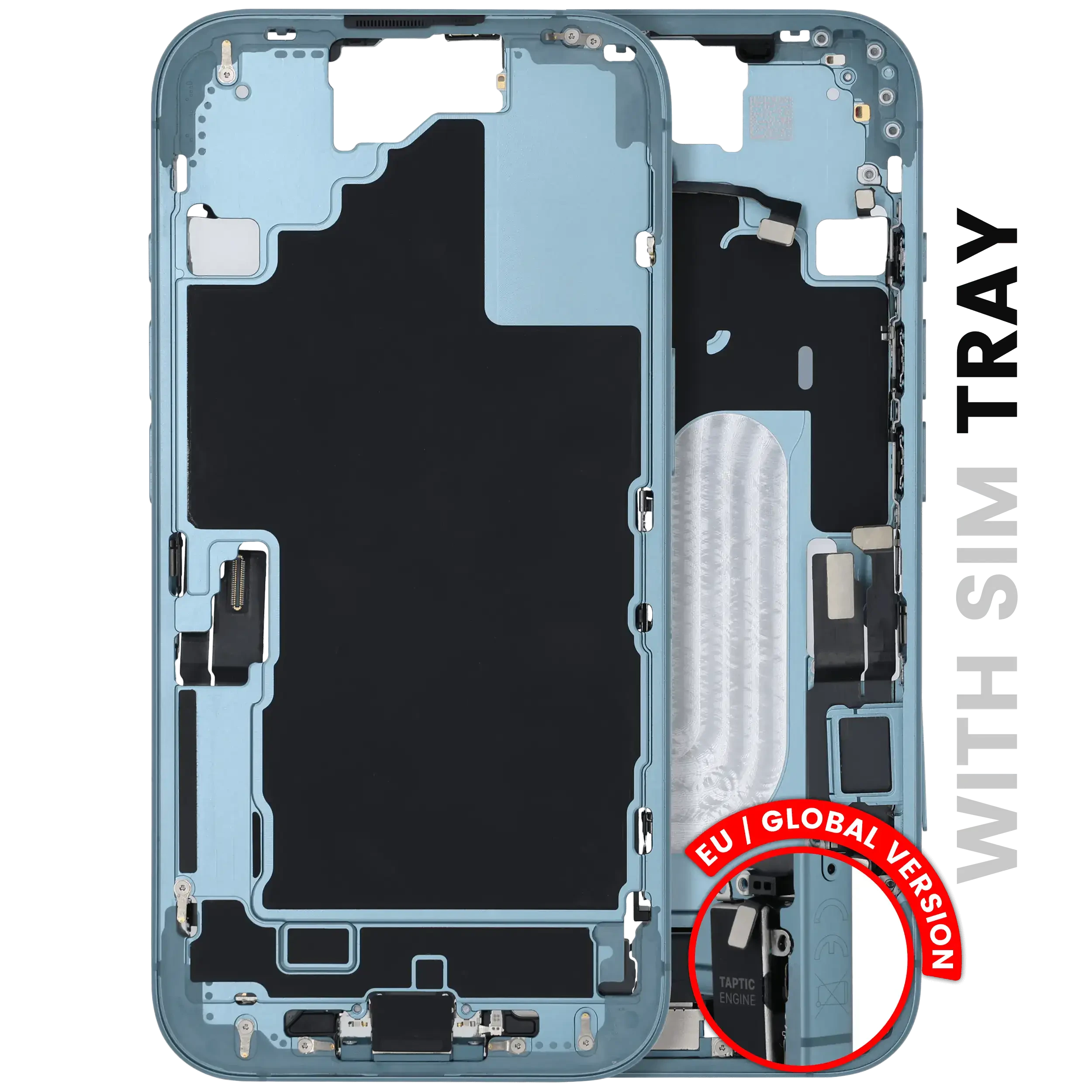 Frame centrale W/ Connettore di ricarica flat e Minuteria per iPhone 16 (EU / Global Version) (Used Service Pack Pull: grado A) (Verde petrolio)
