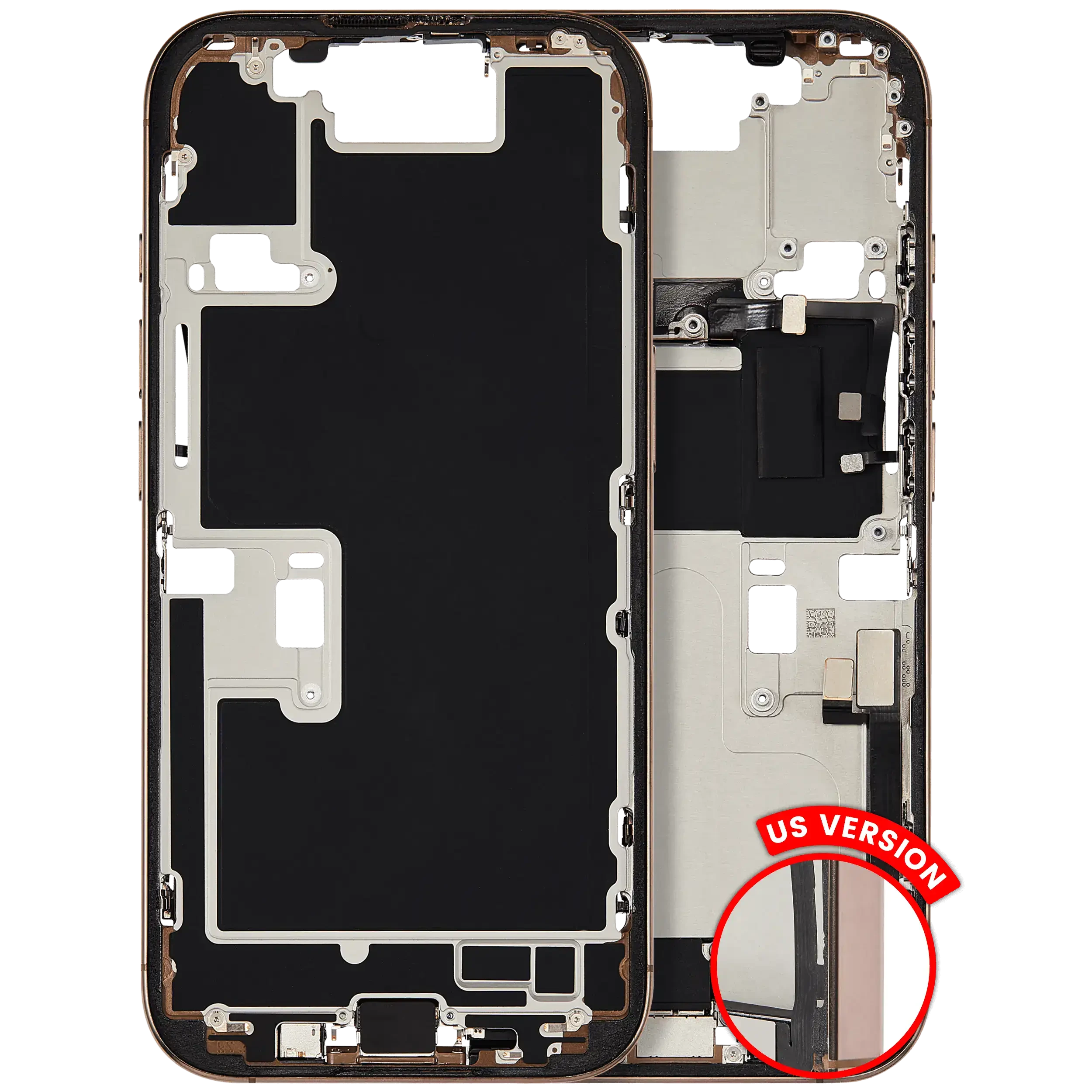 Frame centrale W/ Connettore di ricarica flat e Minuteria per iPhone 16 Pro (US Version) (Used Service Pack Pull: Grade C) (Titanio sabbia)