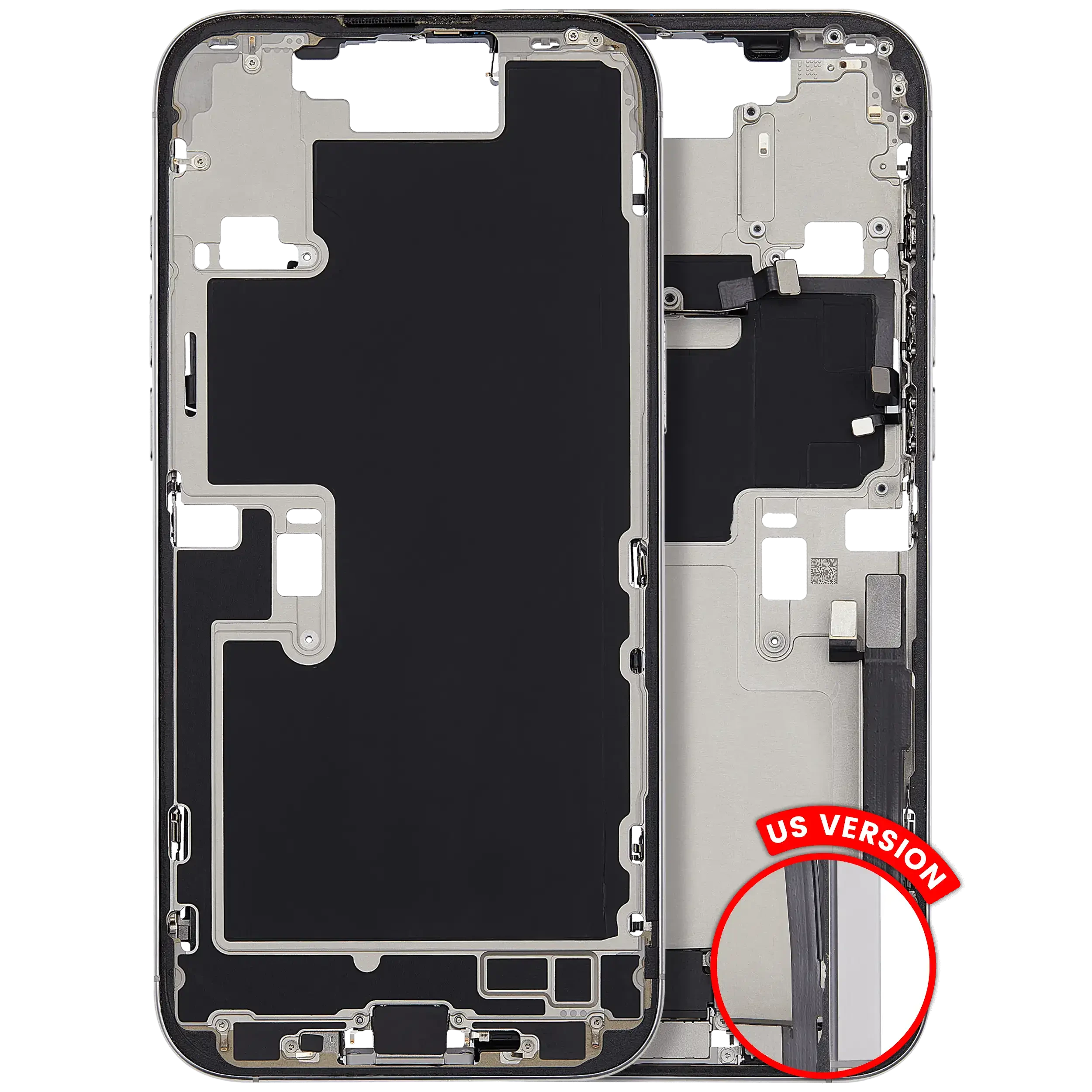 Frame centrale W/ Connettore di ricarica flat e Minuteria per iPhone 16 Pro Max (US Version) (Used Service Pack Pull: grado A) (Titanio bianco)