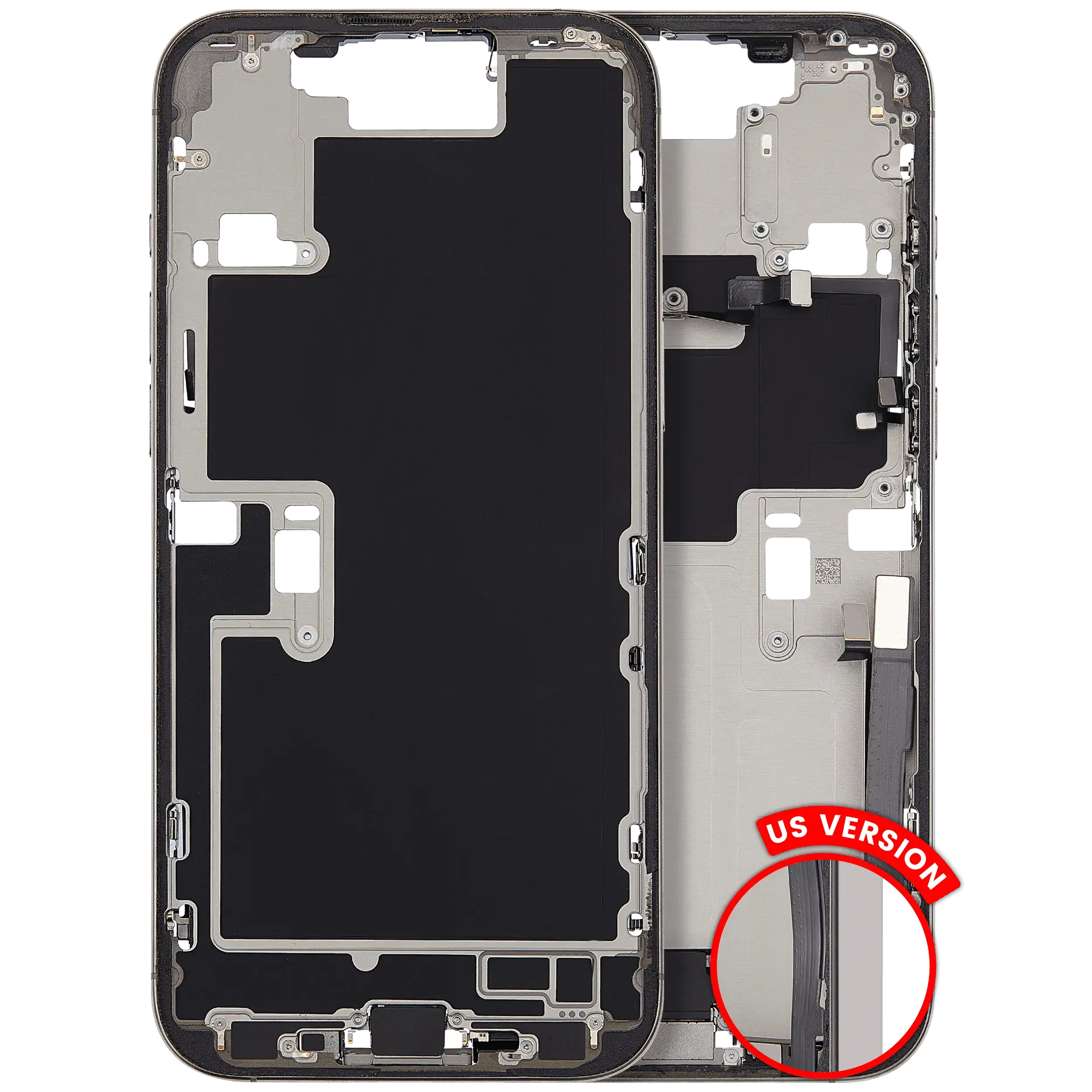Frame centrale W/ Connettore di ricarica flat e Minuteria per iPhone 16 Pro Max (US Version) (Used Service Pack Pull: Grade B) (Titanio naturale)