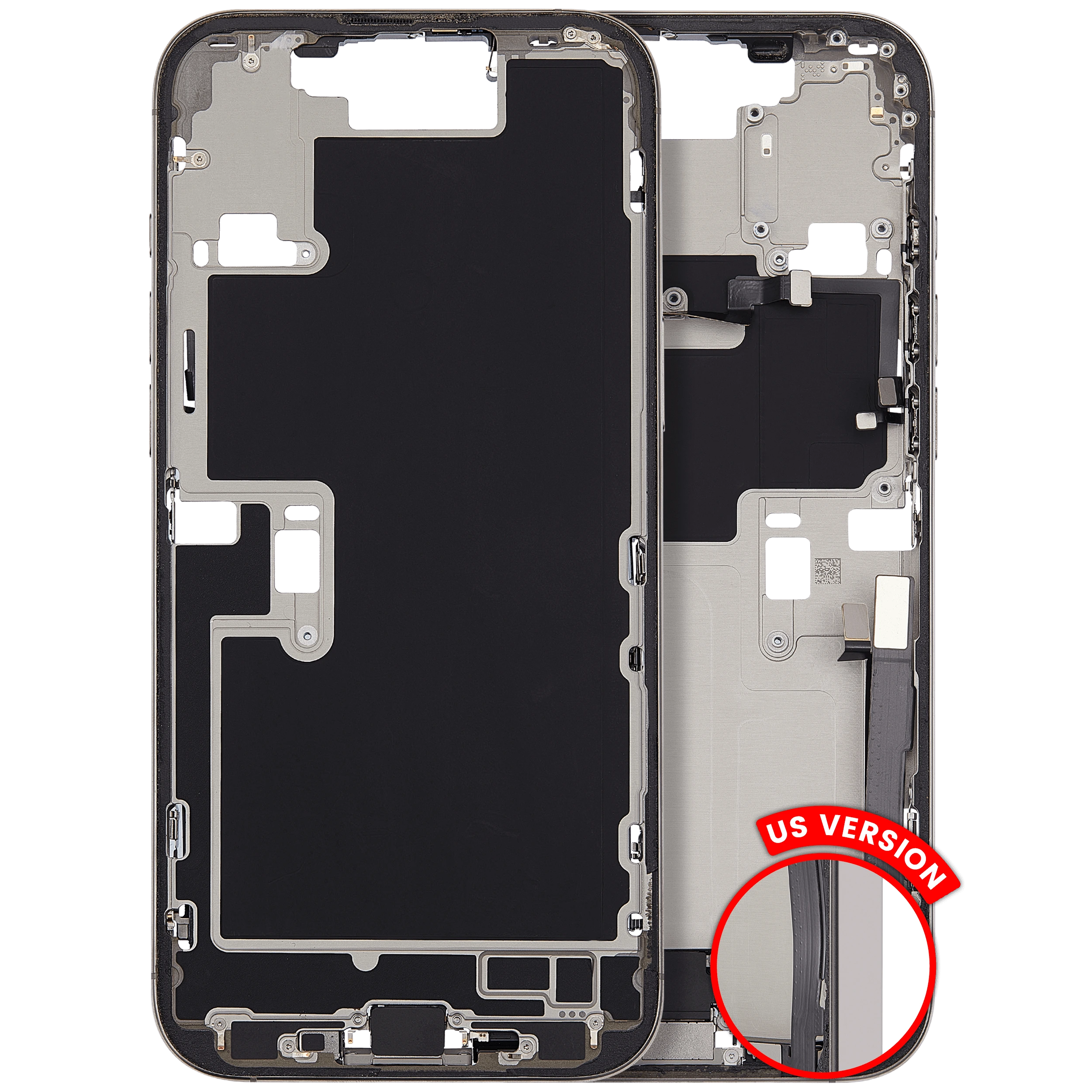 Frame centrale W/ Connettore di ricarica flat e Minuteria per iPhone 16 Pro Max (US Version) (Used Service Pack Pull: Grade C) (Titanio naturale)